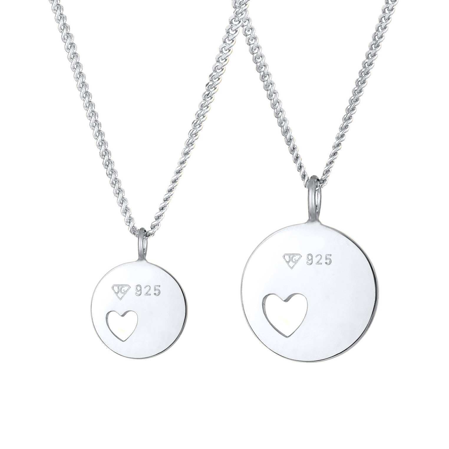 Silber - Elli | Mutter-Kind-Kettenset Herz | 925er Sterling Silber