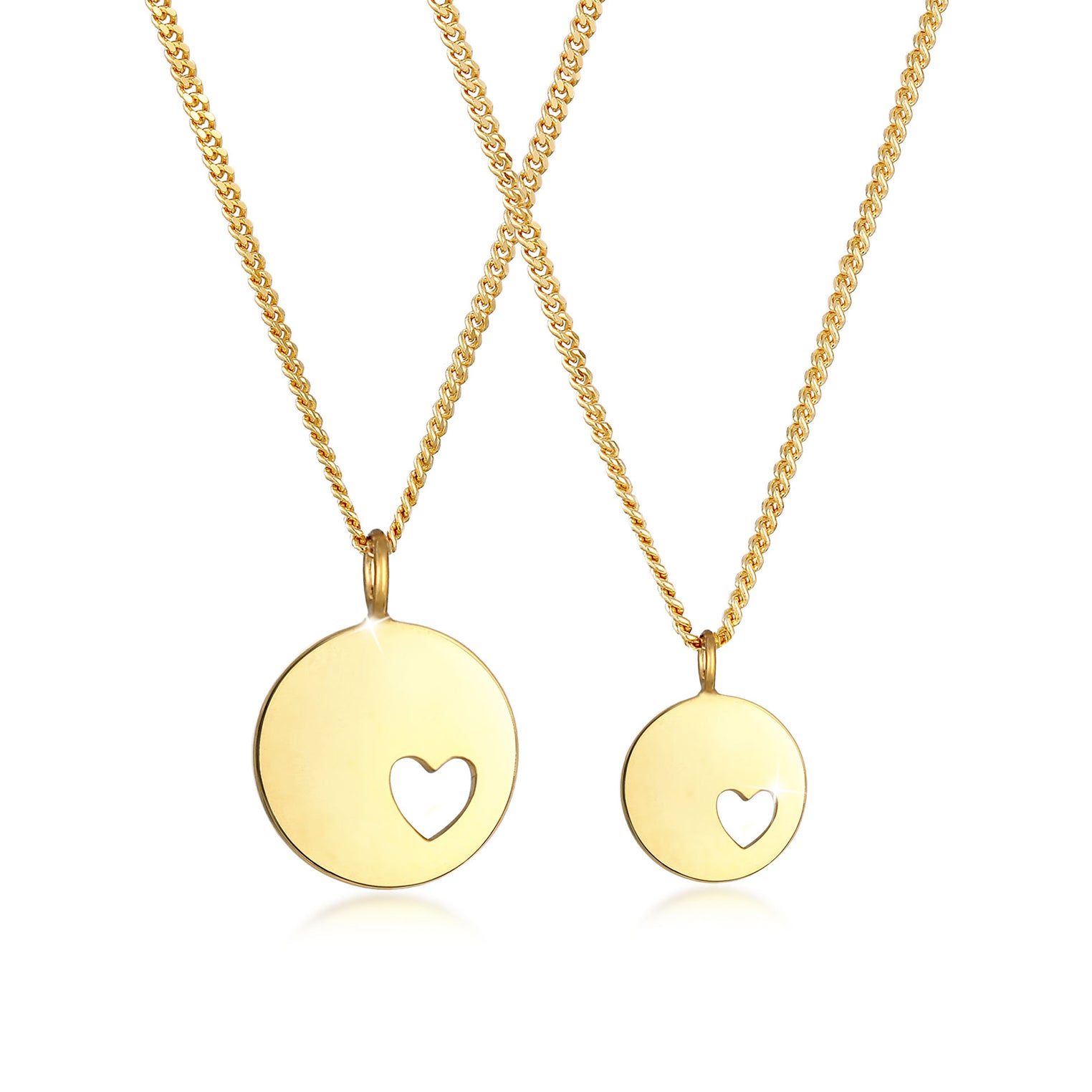 Gold - Elli | Mutter-Kind-Kettenset Herz | 925 Sterling Silber vergoldet