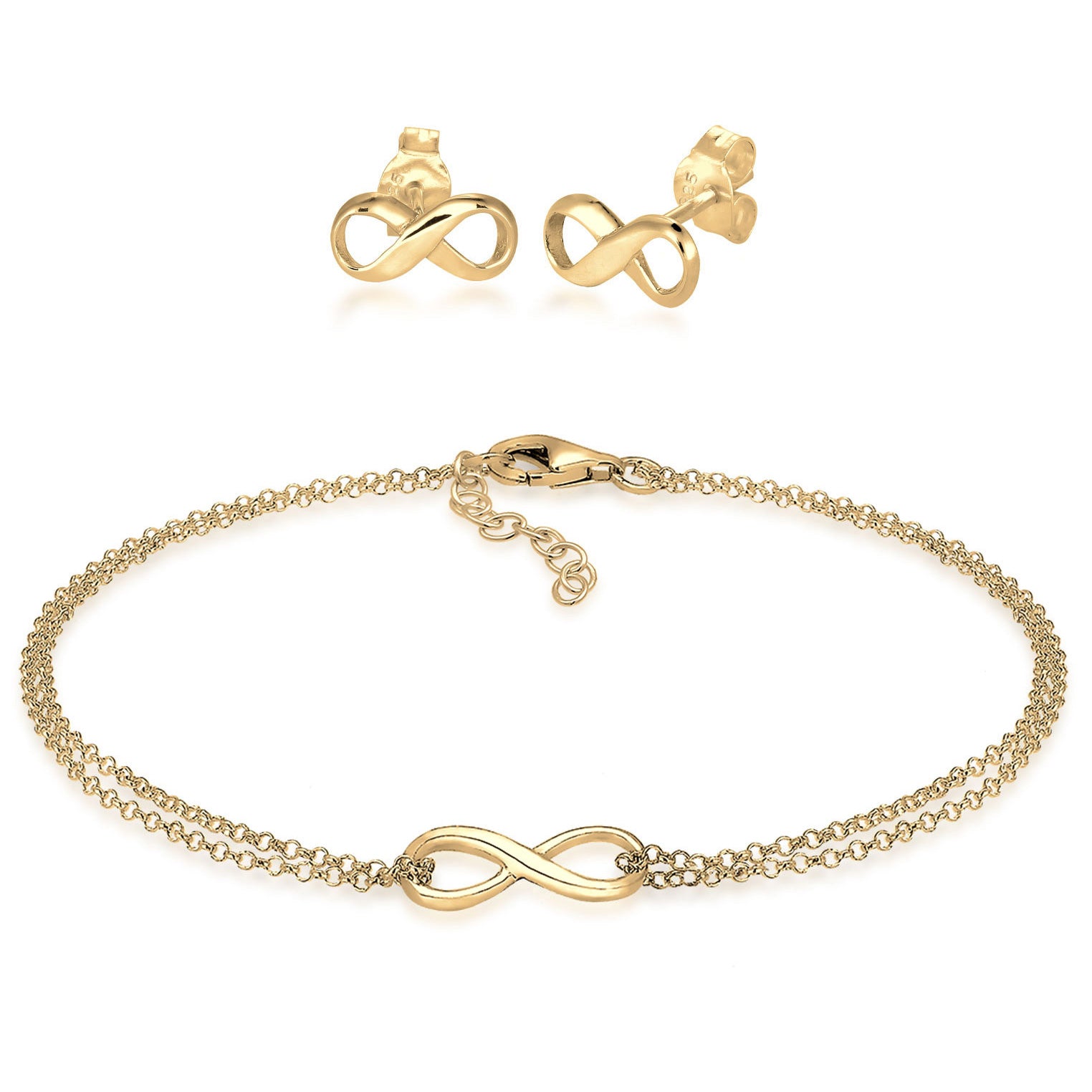 Gold - Elli | Schmuckset  Infinity | 925 Sterling Silber vergoldet