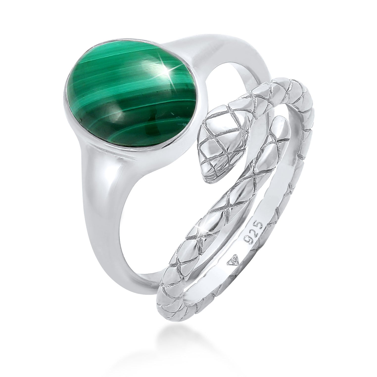 Silber - Elli PREMIUM | Ringset | Malachit ( Grün ) | 925er Sterling Silber