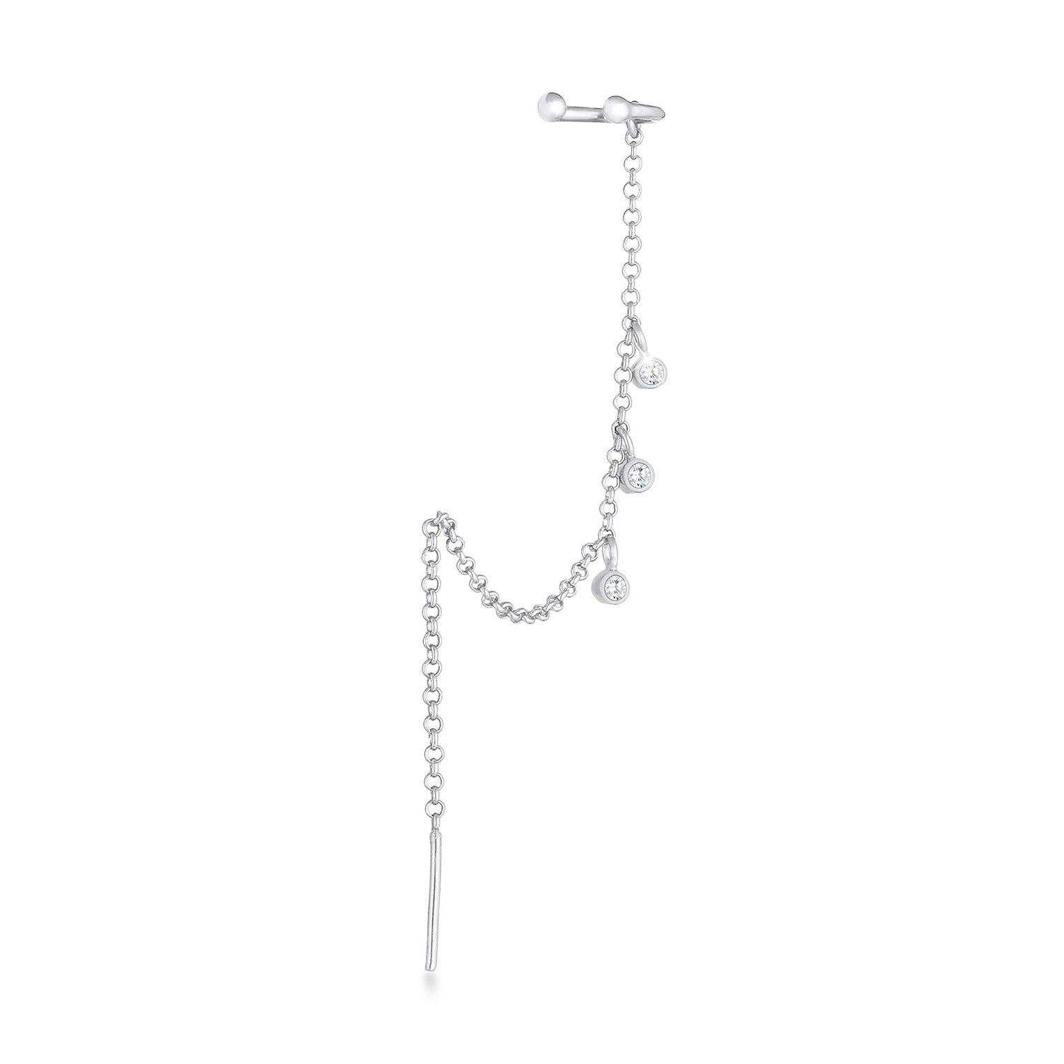 Silber - Elli | Earcuff | Zirkonia ( Weiß ) | 925er Sterling Silber
