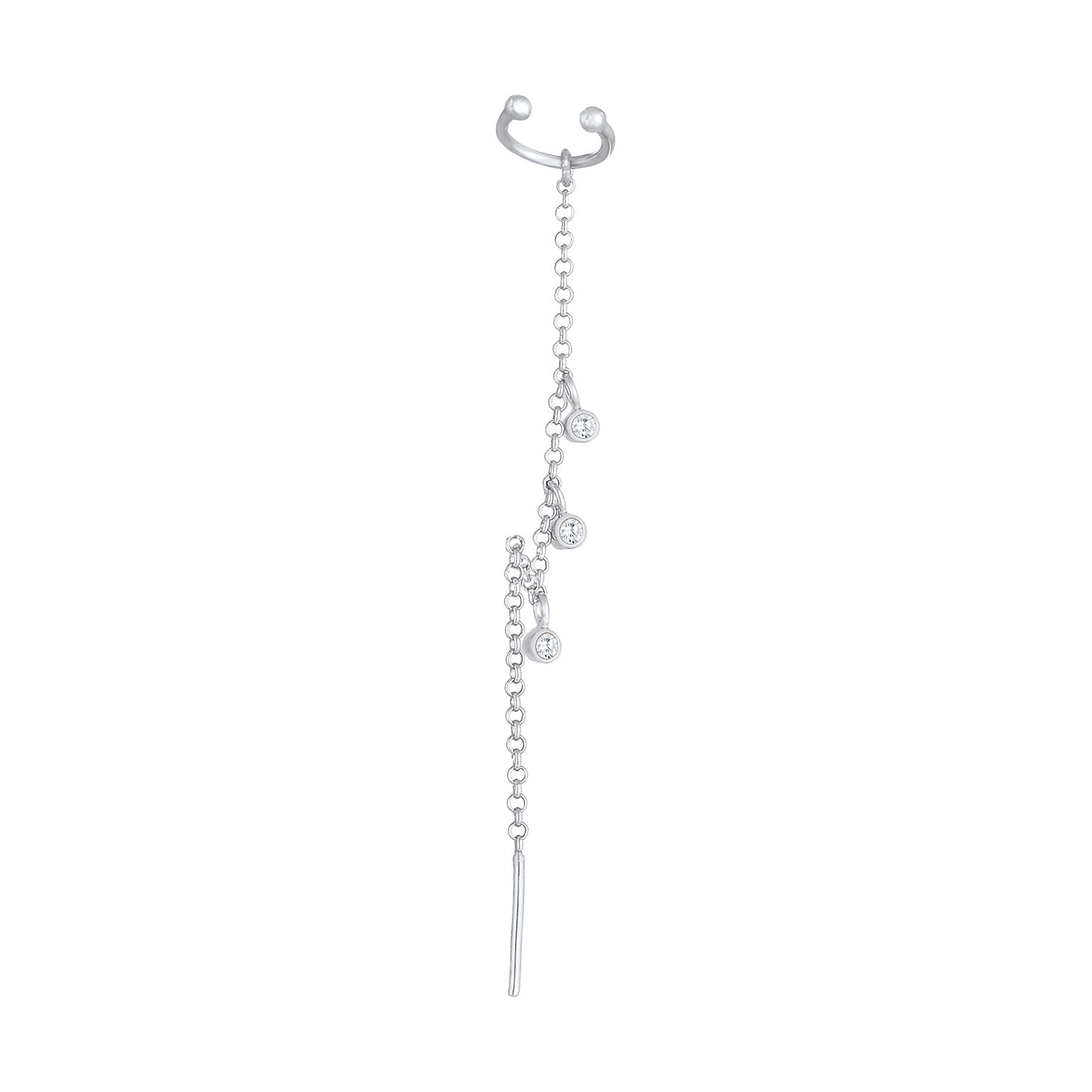 Silber - Elli | Earcuff | Zirkonia ( Weiß ) | 925er Sterling Silber