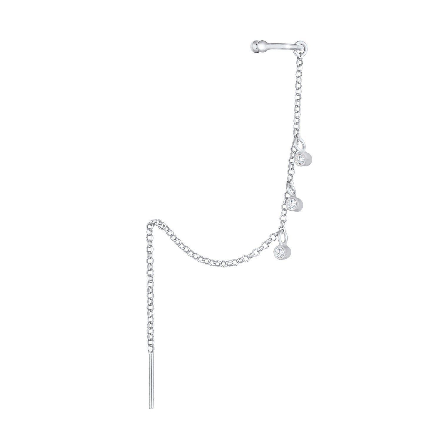 Silber - Elli | Earcuff | Zirkonia ( Weiß ) | 925er Sterling Silber