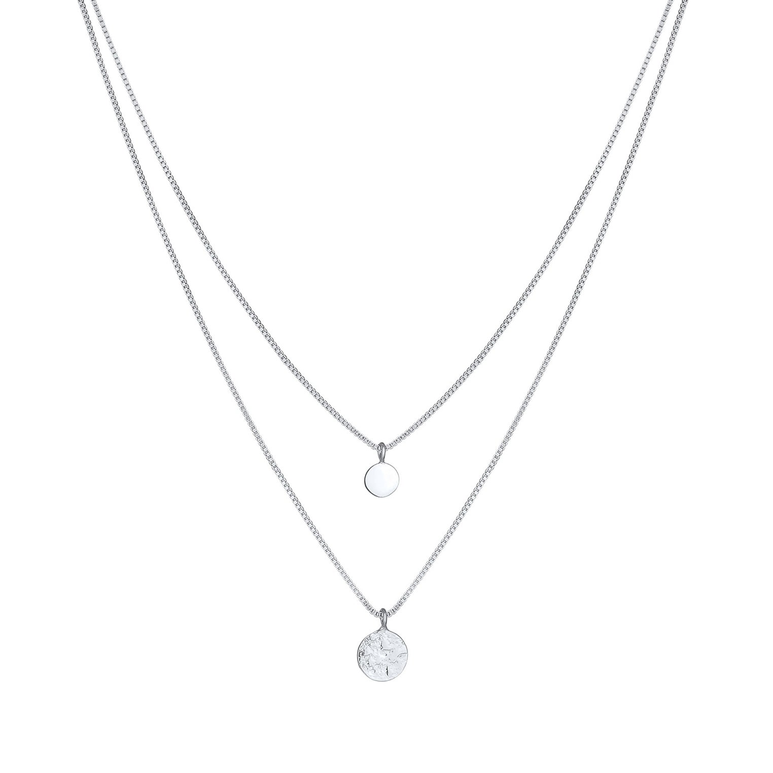 Silber - Elli | Venezianer-Layer-Halskette Geo | 925er Sterling Silber