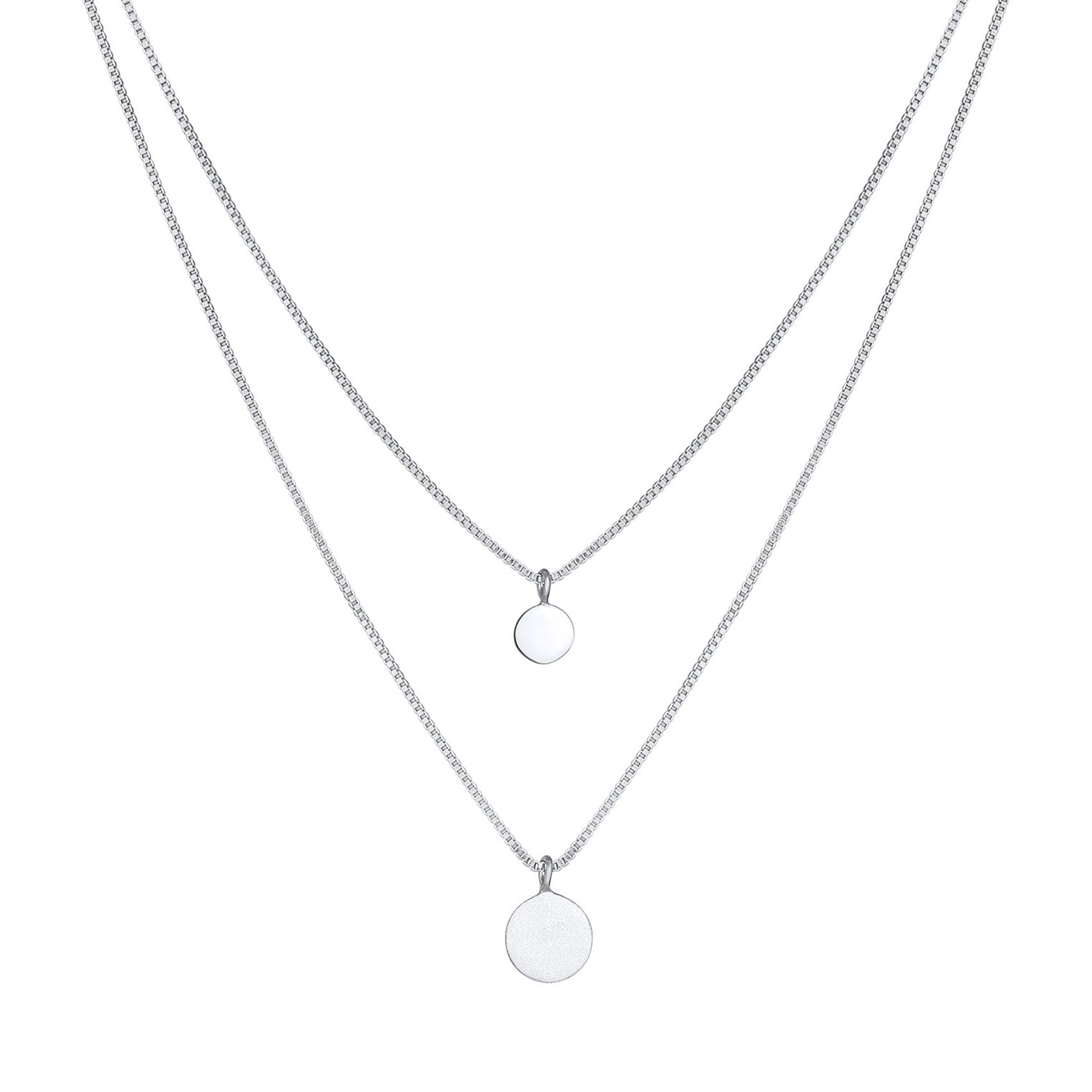 Silber - Elli | Venezianer-Layer-Halskette Geo | 925er Sterling Silber