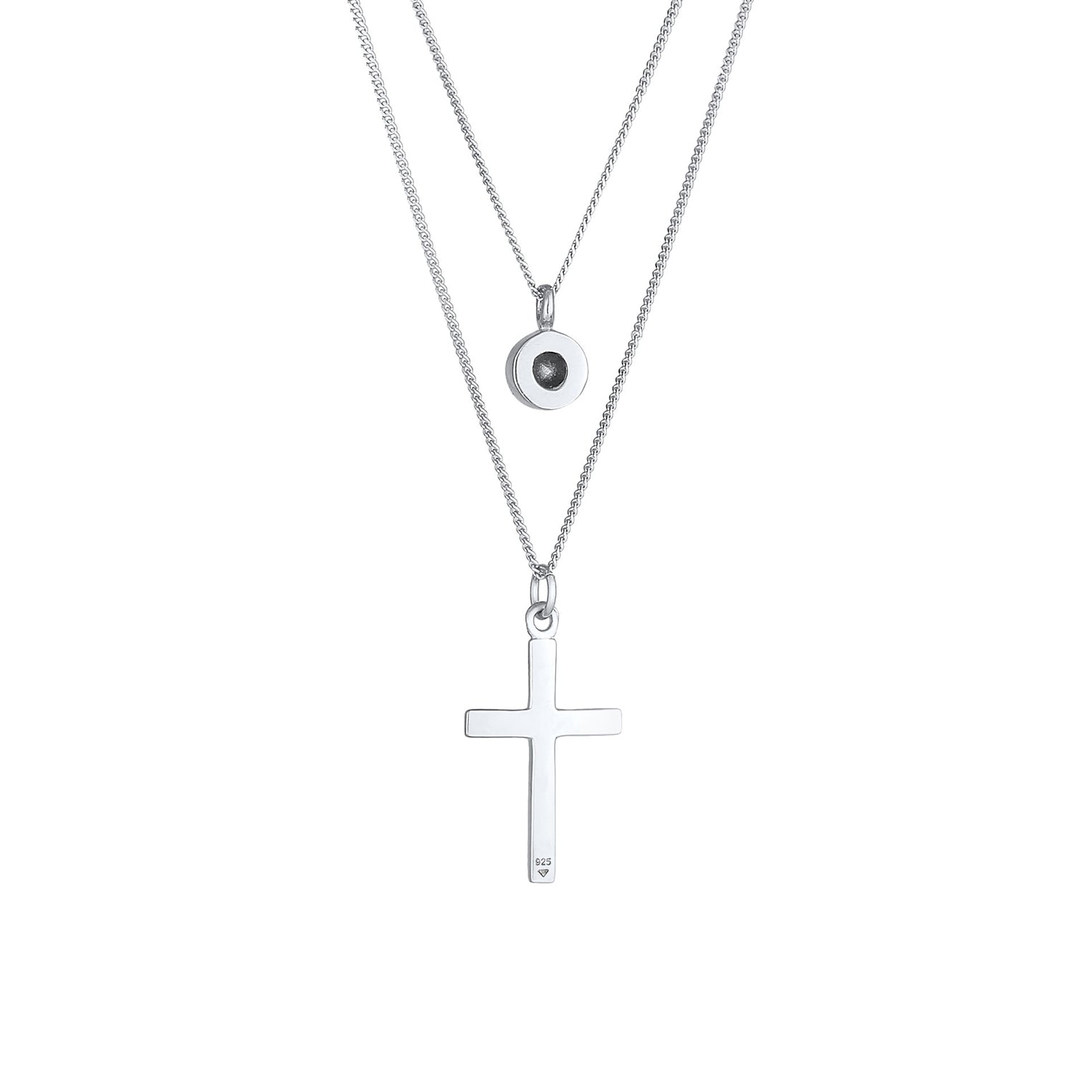 Silber - Elli | Layer-Halskette Kreuz | Mit Kristallen von Swarovski® (Weiß) | 925er Sterling Silber