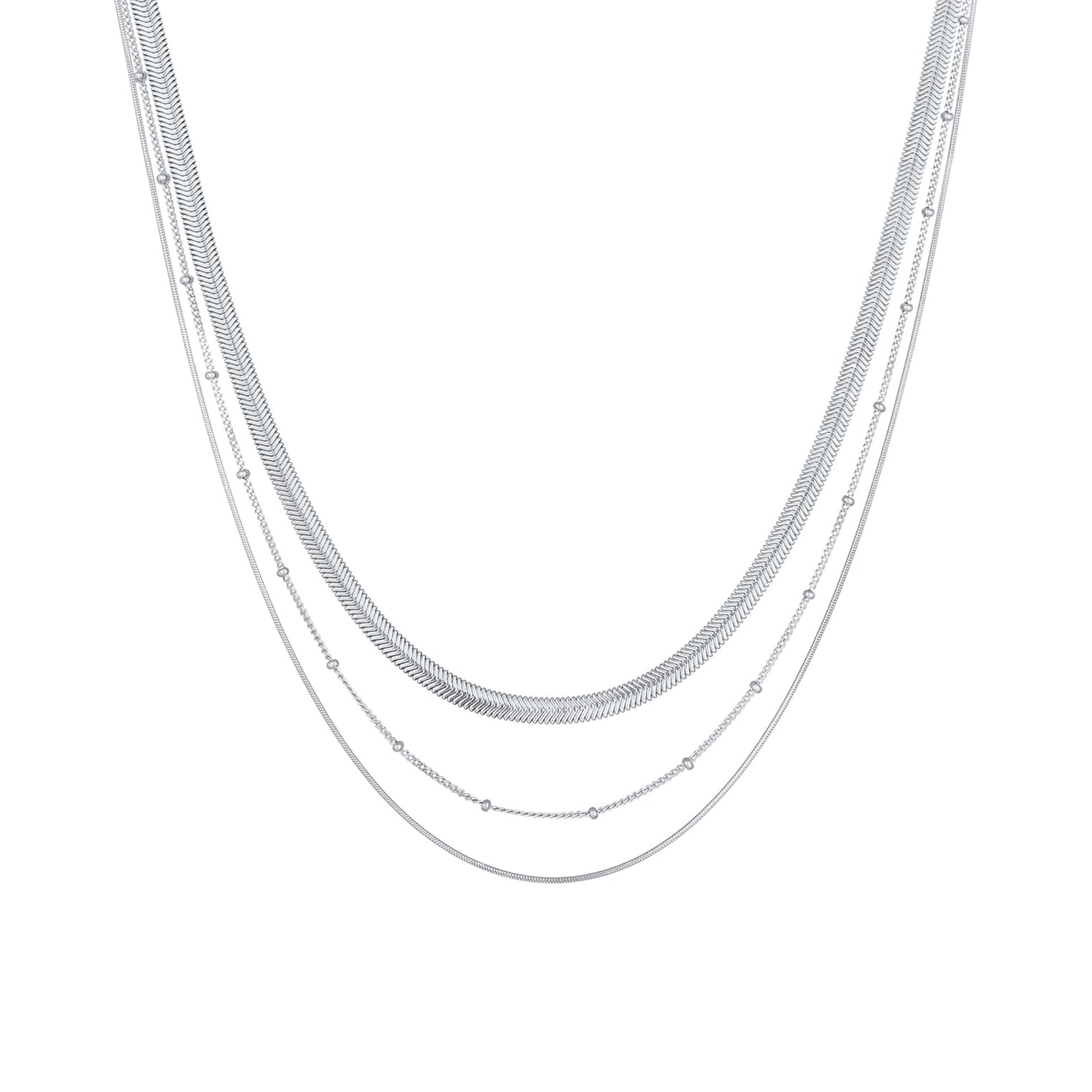 Silber - Elli PREMIUM | Schlangen-Layer-Halskette | 925er Sterling Silber
