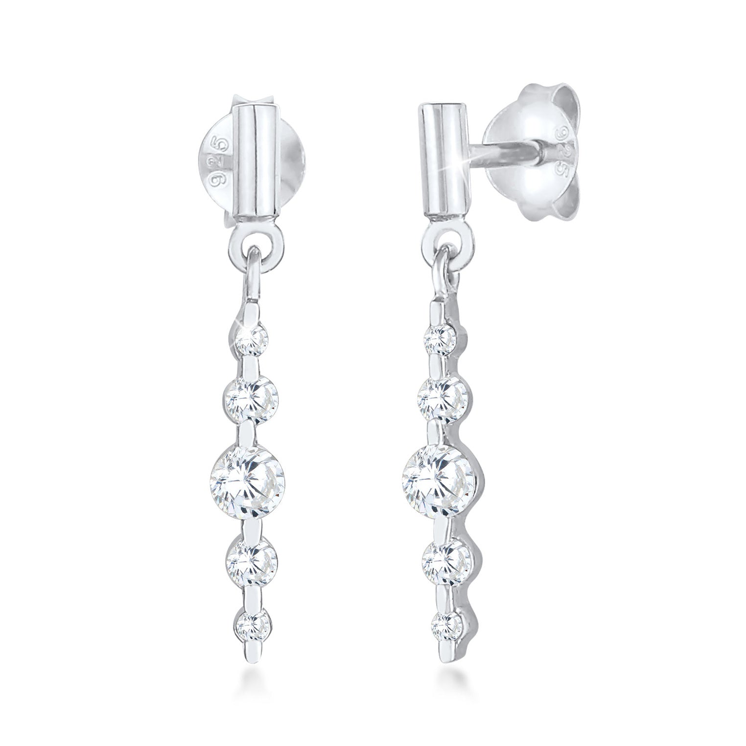 Silber - Elli | Ohrhänger| Zirkonia ( Weiß ) | 925er Sterling Silber
