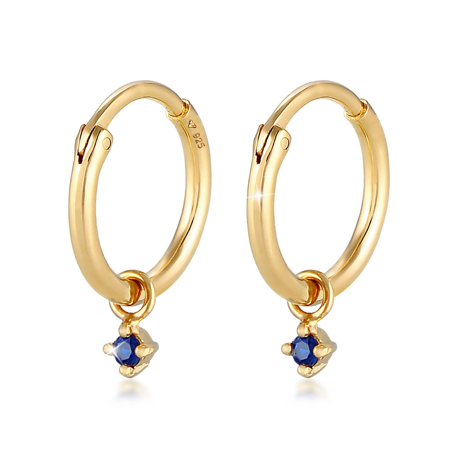 Gold - Elli | Creole | Saphir ( Blau ) | 925 Sterling Silber vergoldet