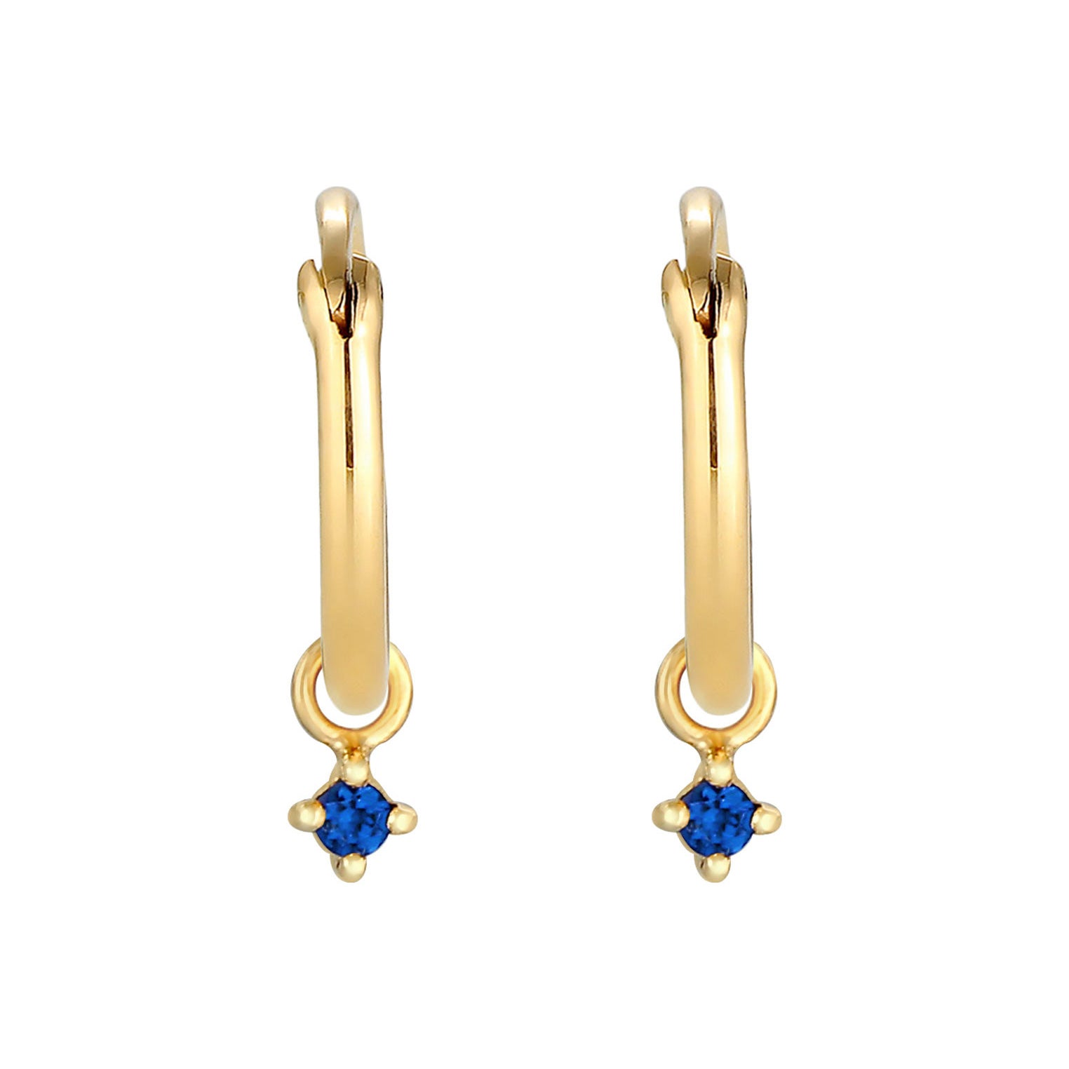 Gold - Elli | Creole | Saphir ( Blau ) | 925 Sterling Silber vergoldet