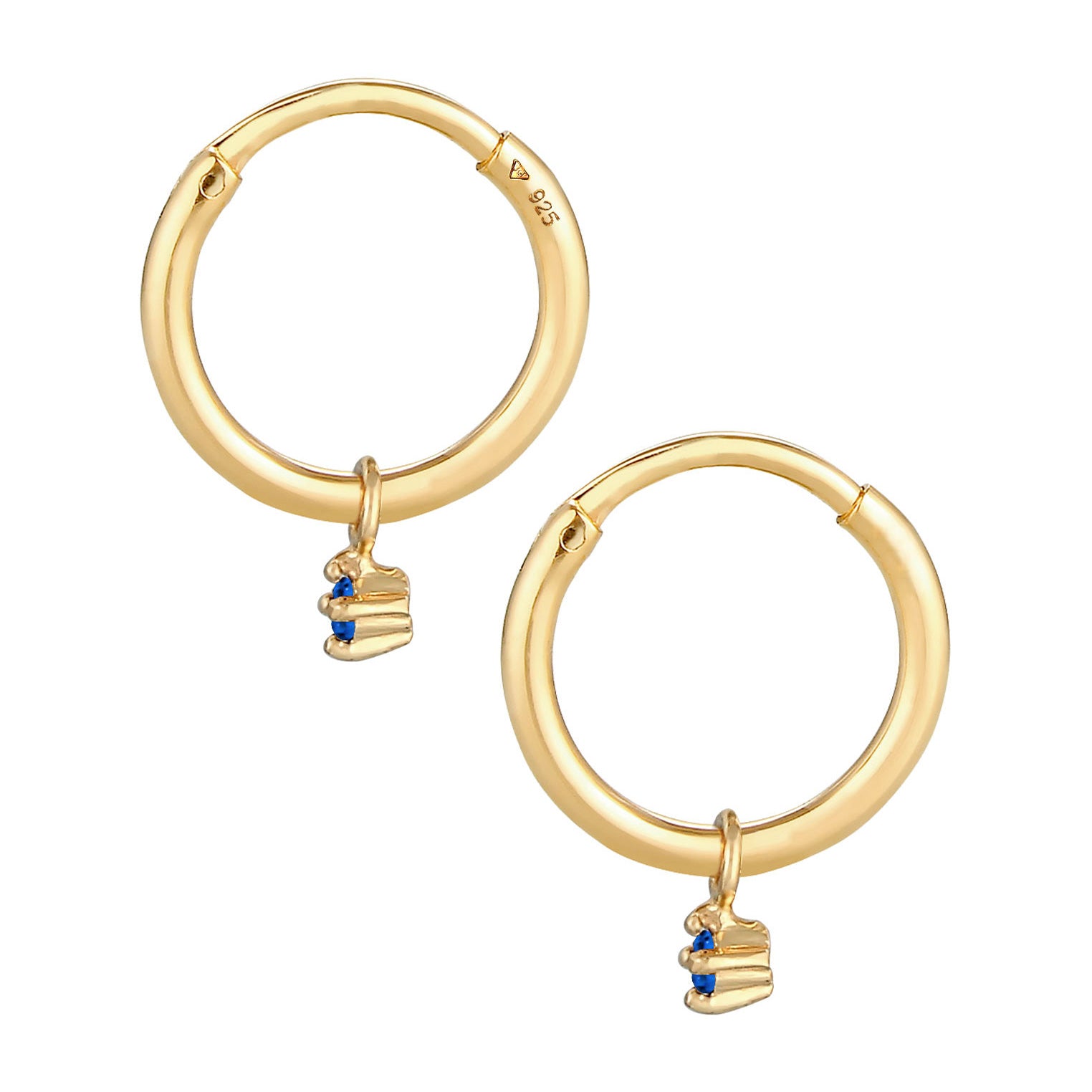 Gold - Elli | Creole | Saphir ( Blau ) | 925 Sterling Silber vergoldet