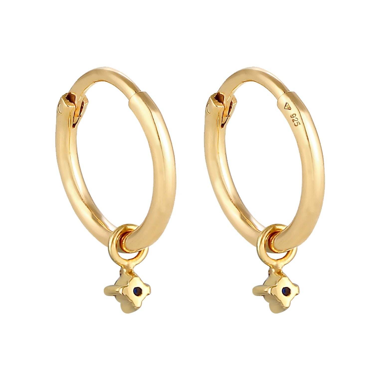 Gold - Elli | Creole | Saphir ( Blau ) | 925 Sterling Silber vergoldet
