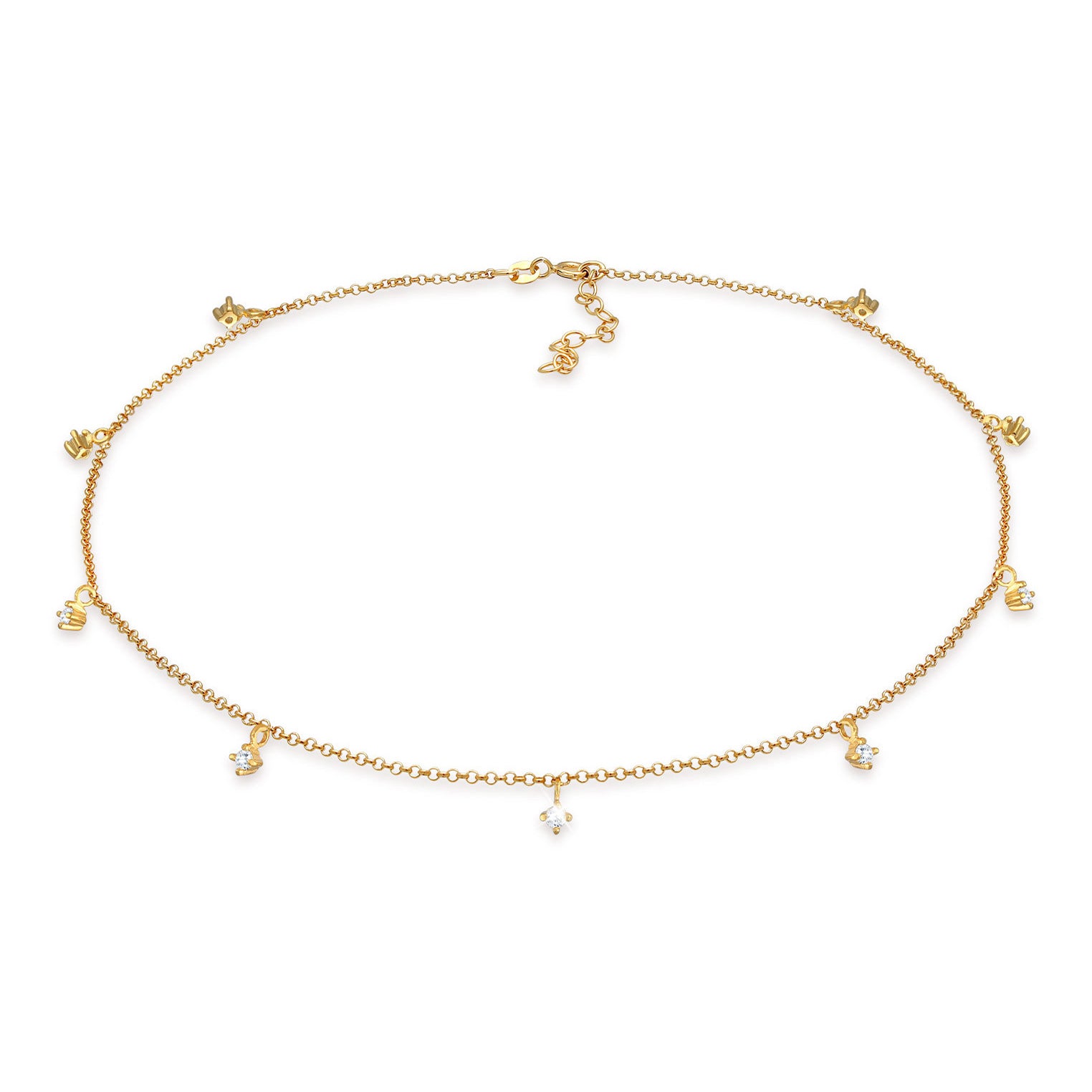 Gold - Elli | Choker | Zirkonia (Weiß) | 925 Sterling Silber Vergoldet