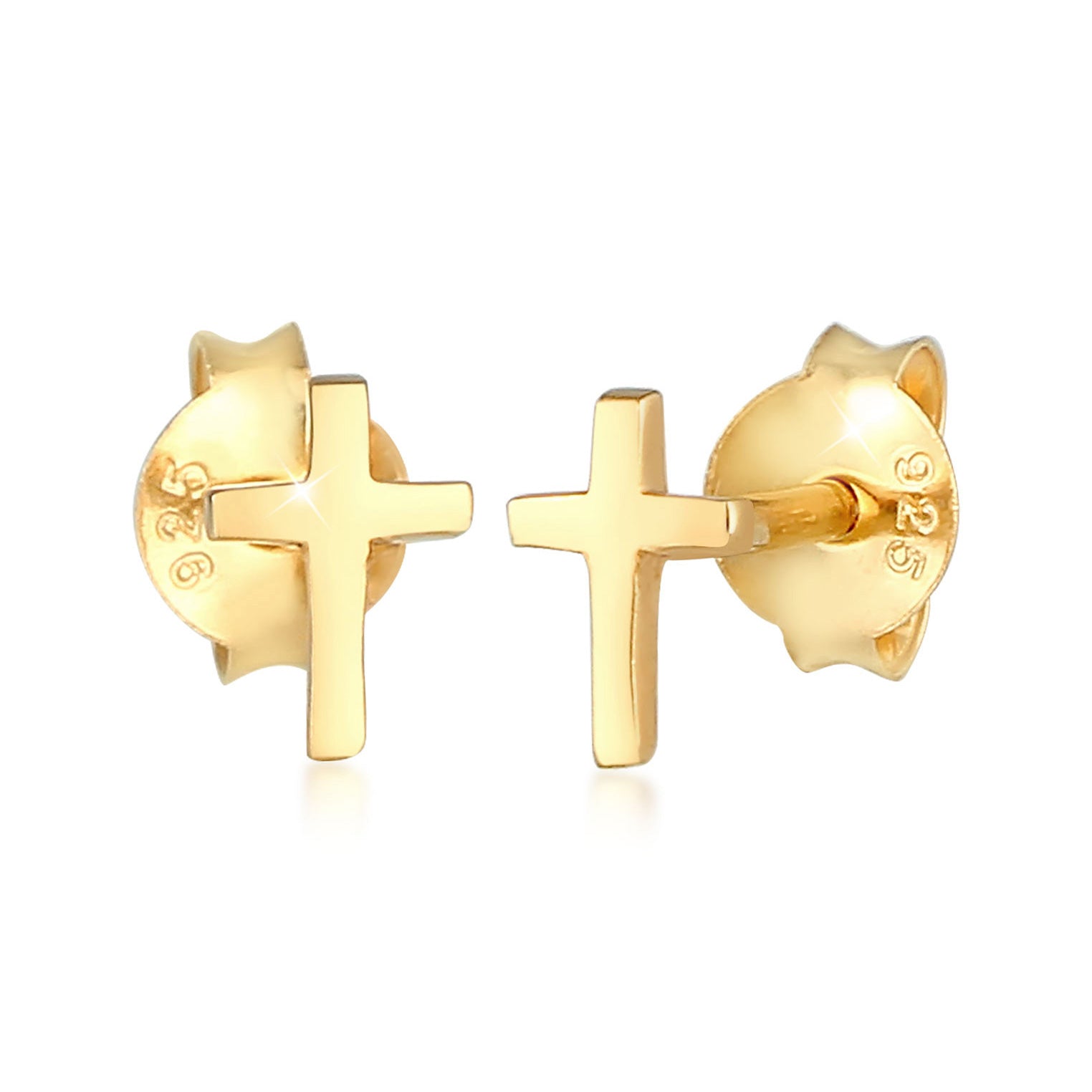 Gold - Elli | Ohrring Kreuz | 925 Sterling Silber vergoldet