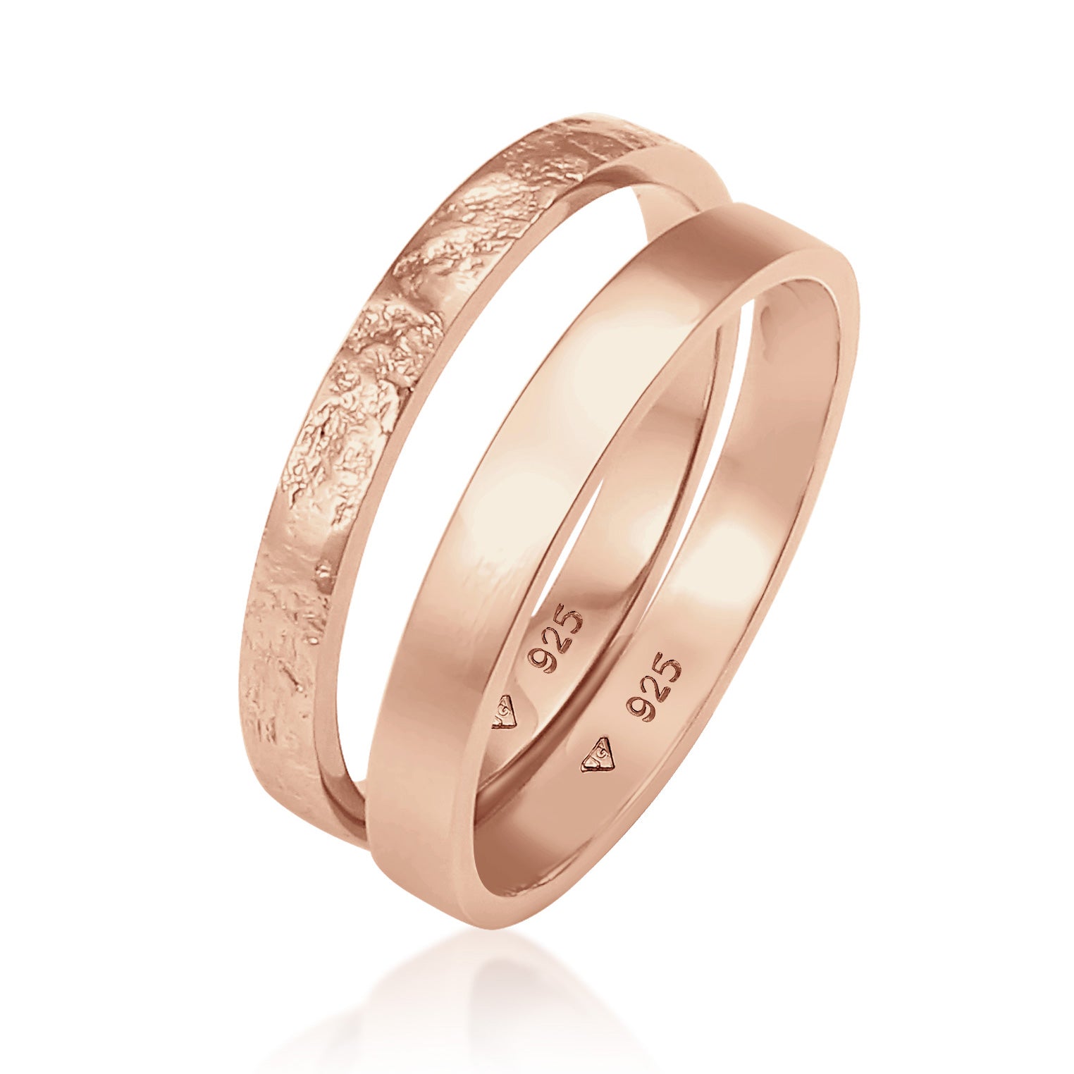 Roségold - Elli | Bandring 2er Set | 925 Sterling Silber Rosegold