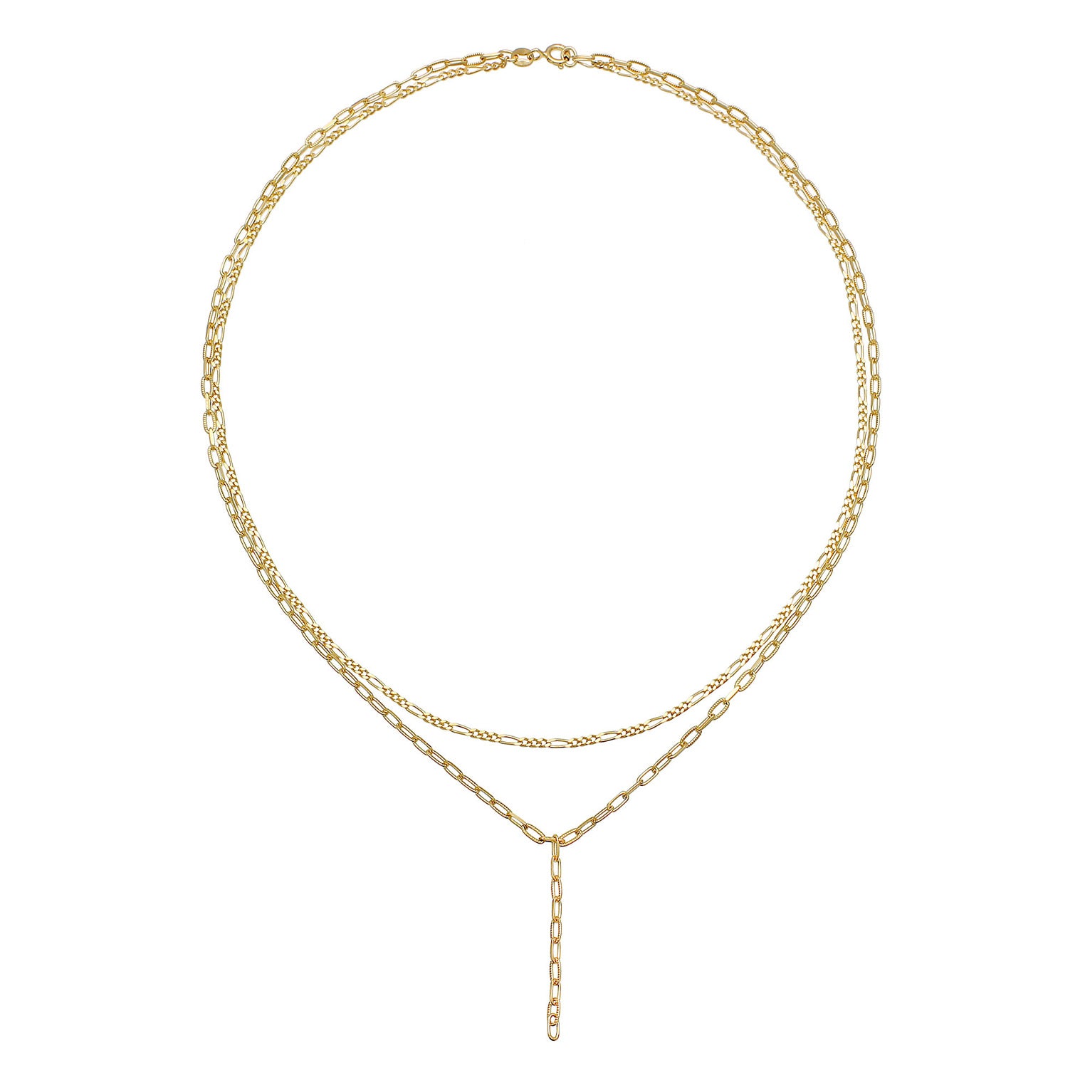 Gold - Elli | Layer-Halskette Y-Shape | 925 Sterling Silber vergoldet