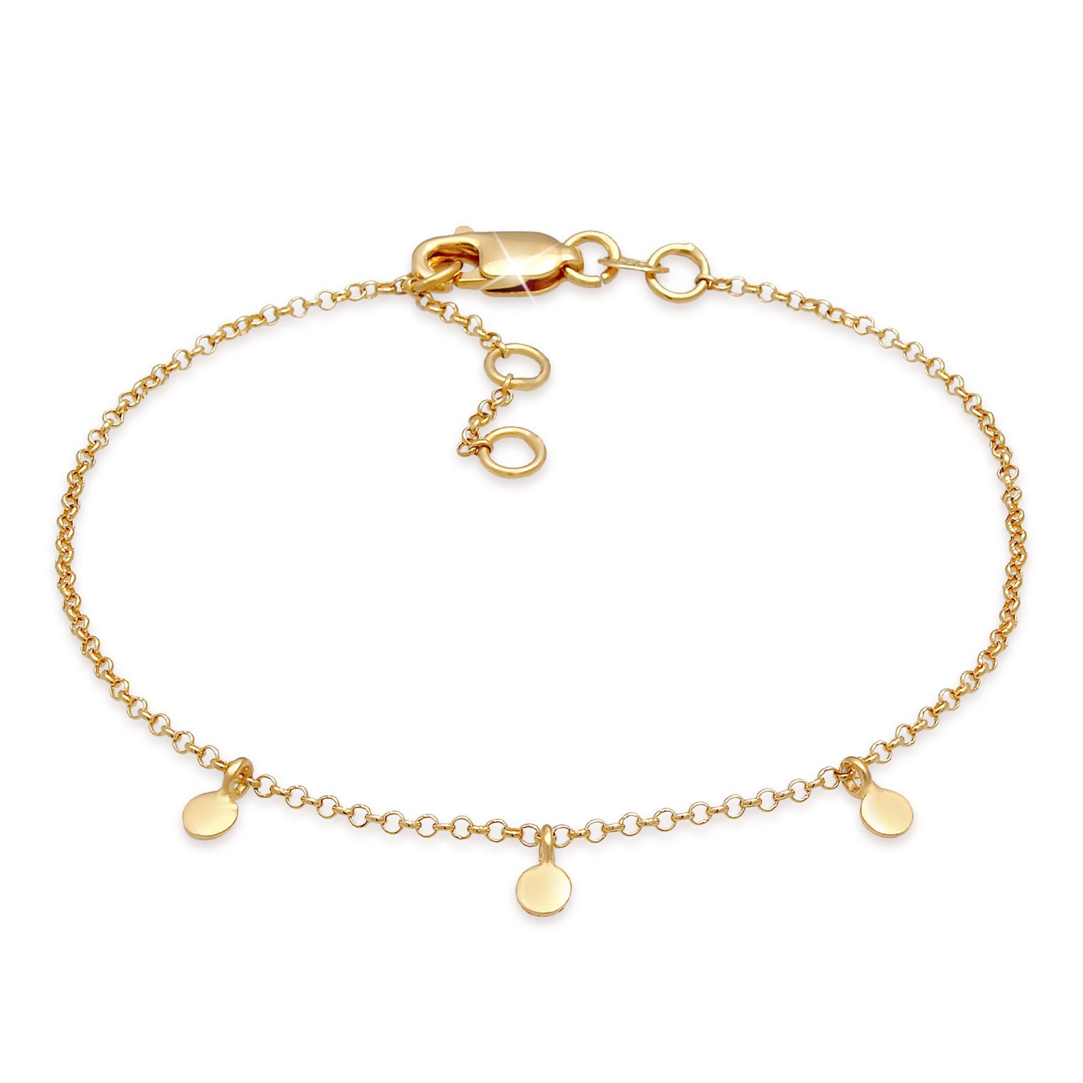 Gold - Elli PREMIUM | Armband Plättchen Anhänger | 375 Gelbgold