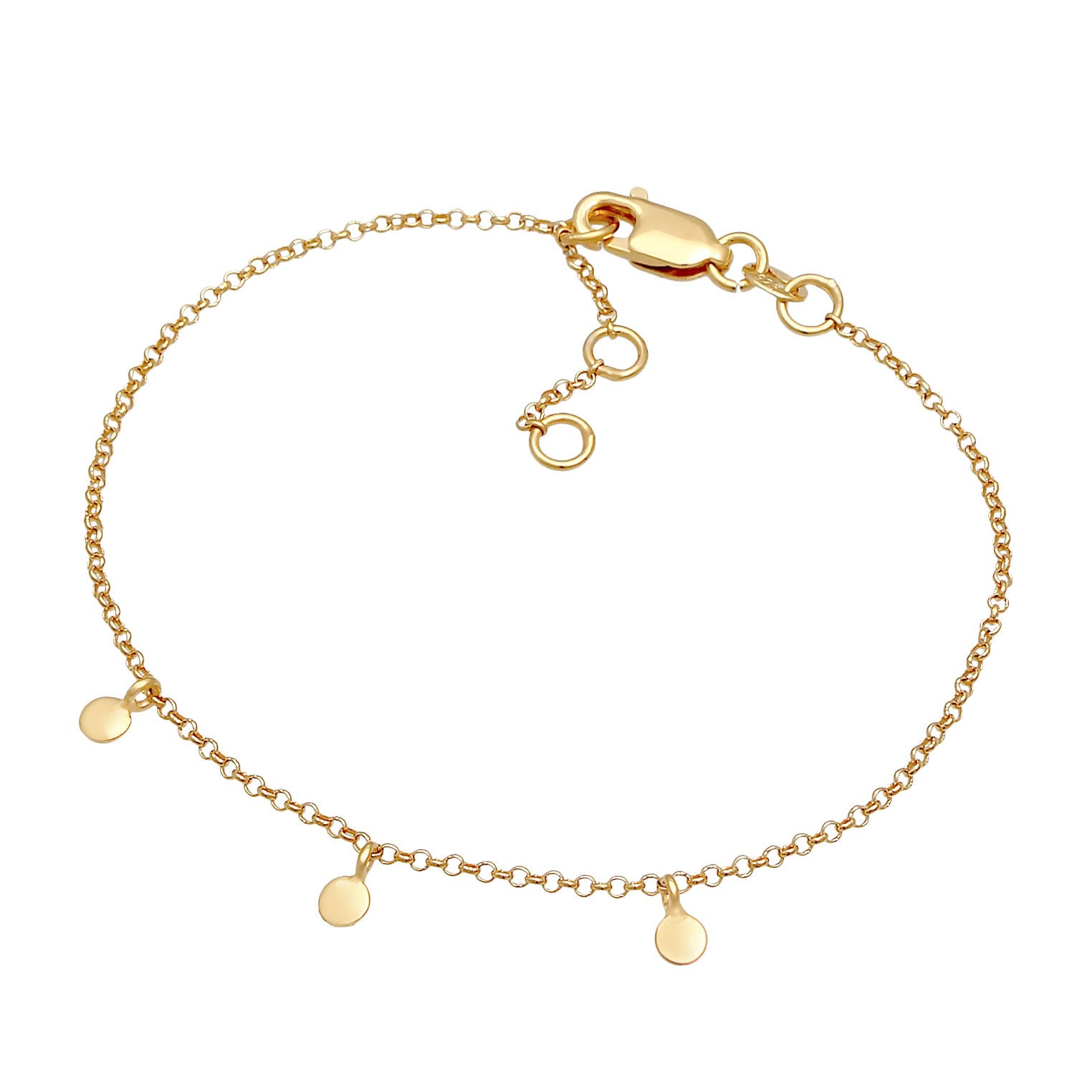 Gold - Elli PREMIUM | Armband Plättchen Anhänger | 375 Gelbgold
