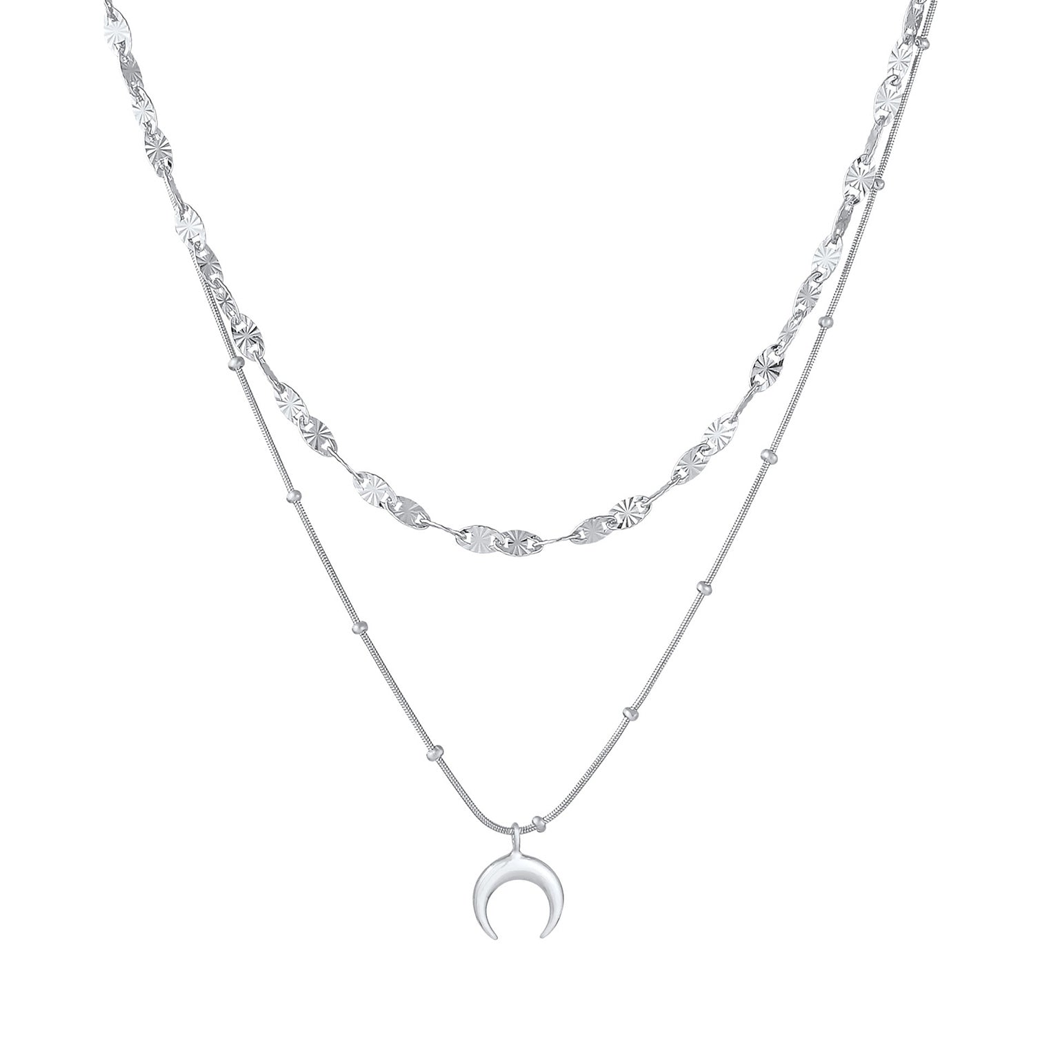 Silber - Elli | Layer-Kugel-Halskette Astro | 925er Sterling Silber