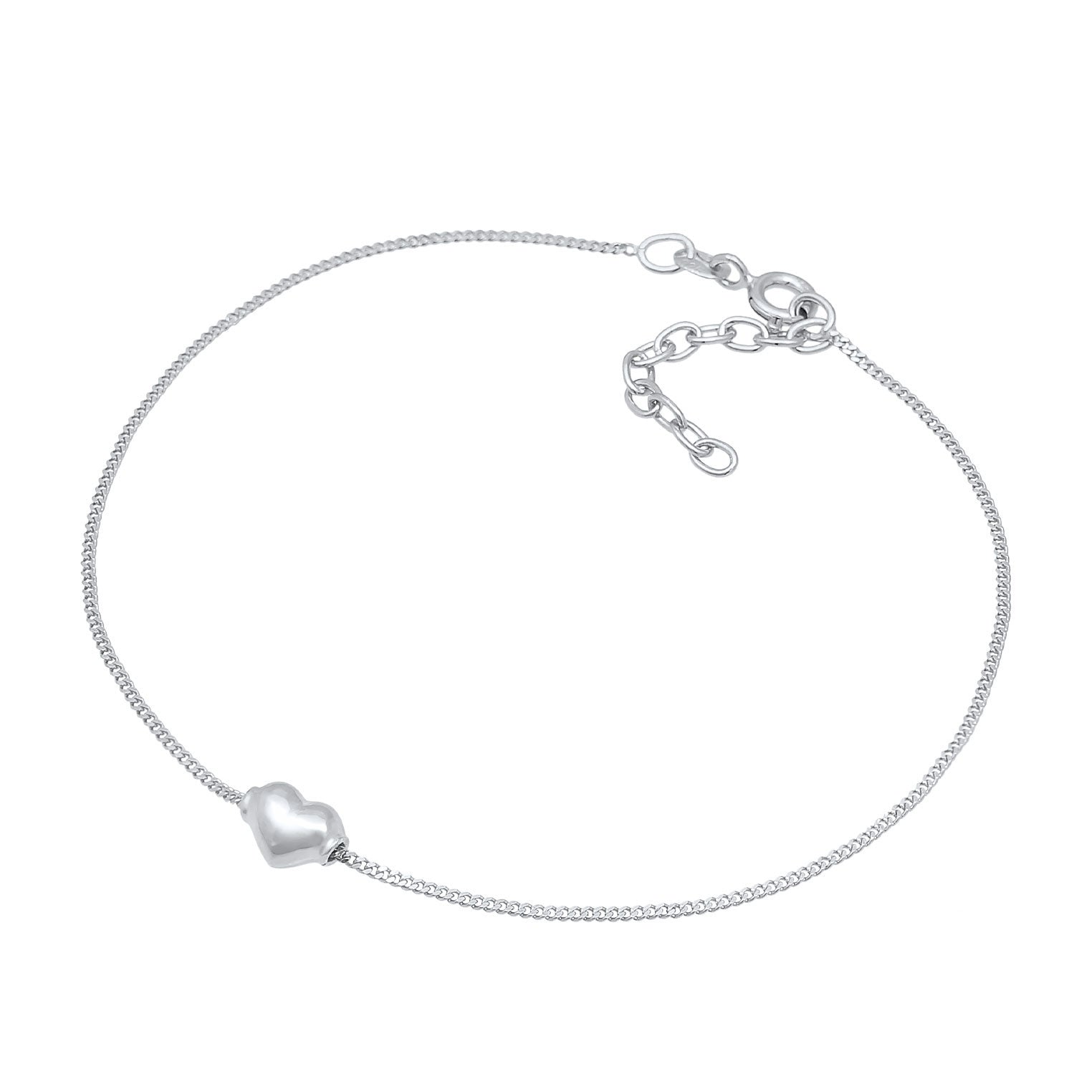 Silber - Elli | Fußkettchen Herz | 925er Sterling Silber