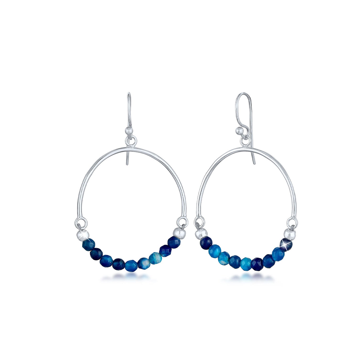 Silber - Elli | Ohrhänger | Achat ( Blau ) | 925er Sterling Silber