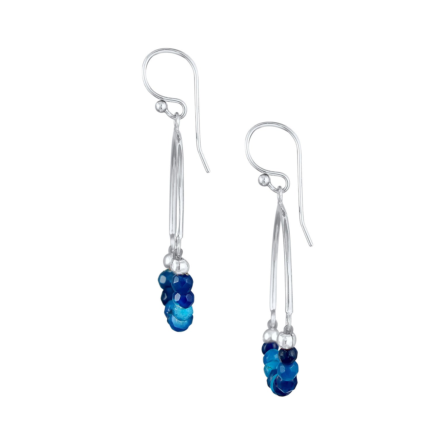 Silber - Elli | Ohrhänger | Achat ( Blau ) | 925er Sterling Silber