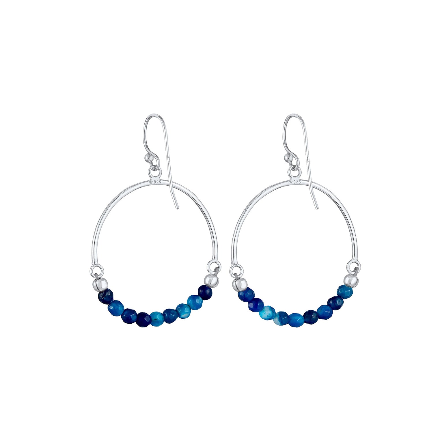 Silber - Elli | Ohrhänger | Achat ( Blau ) | 925er Sterling Silber