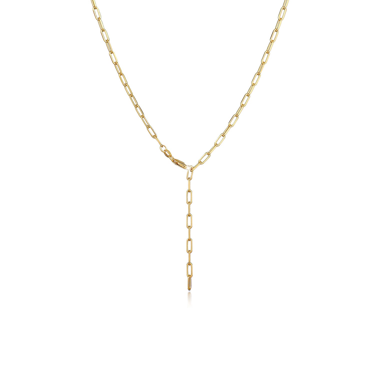 Gold - Elli | Glieder-Y-Halskette | 925 Sterling Silber vergoldet