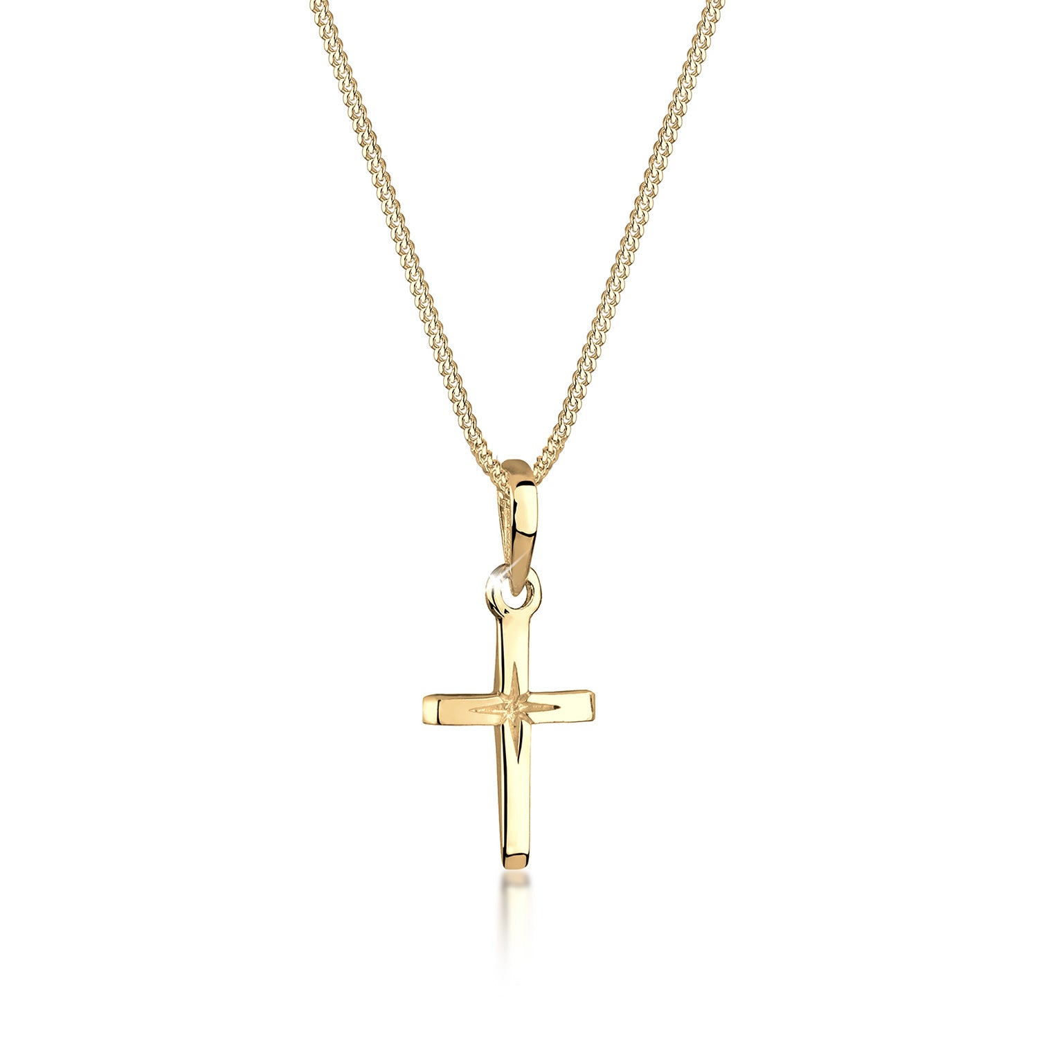 Gold - Elli | Halskette Kreuz | 925 Sterling Silber vergoldet