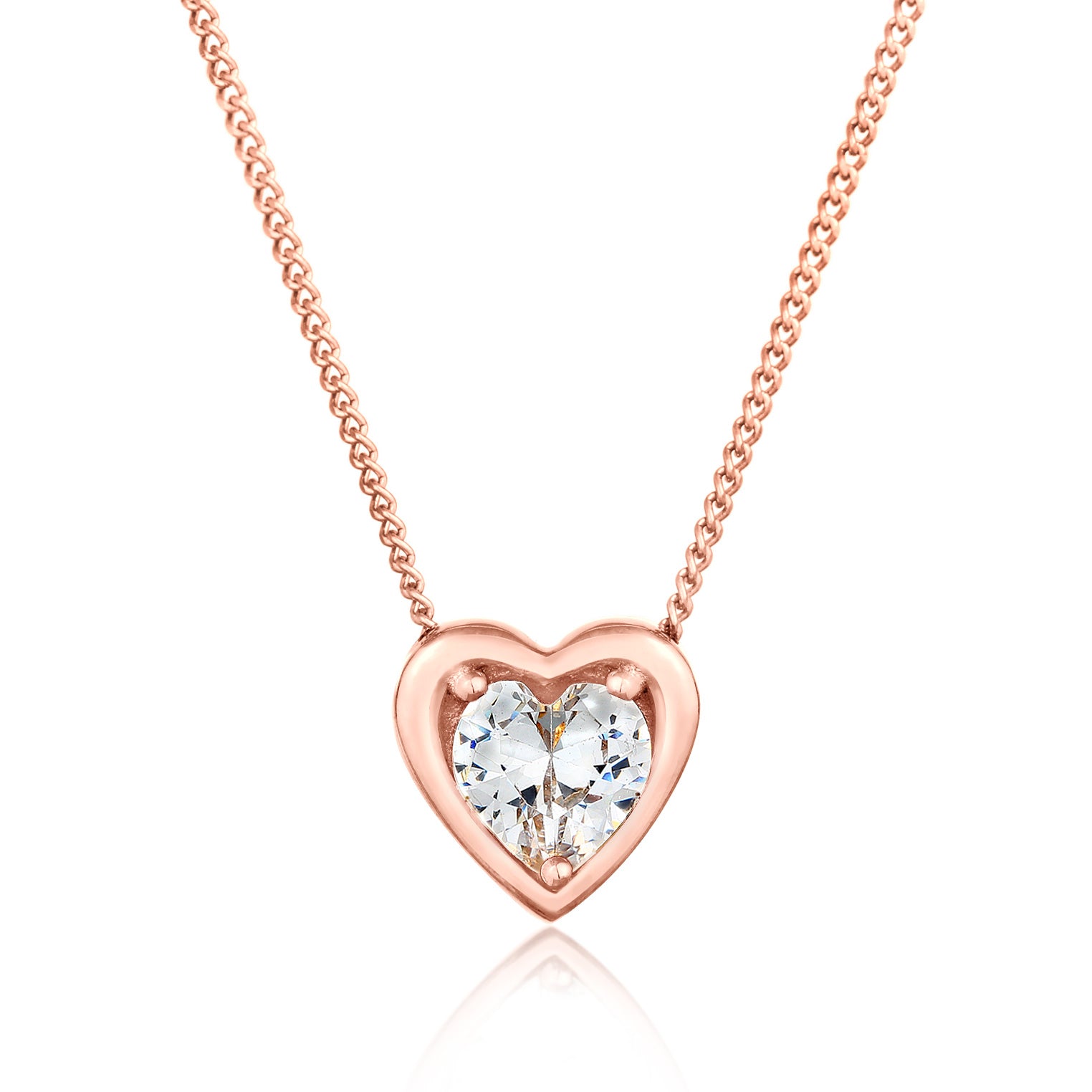 Roségold - Elli | Halskette Herz | Zirkonia (Weiß) | 925 Sterling Silber Rosegold