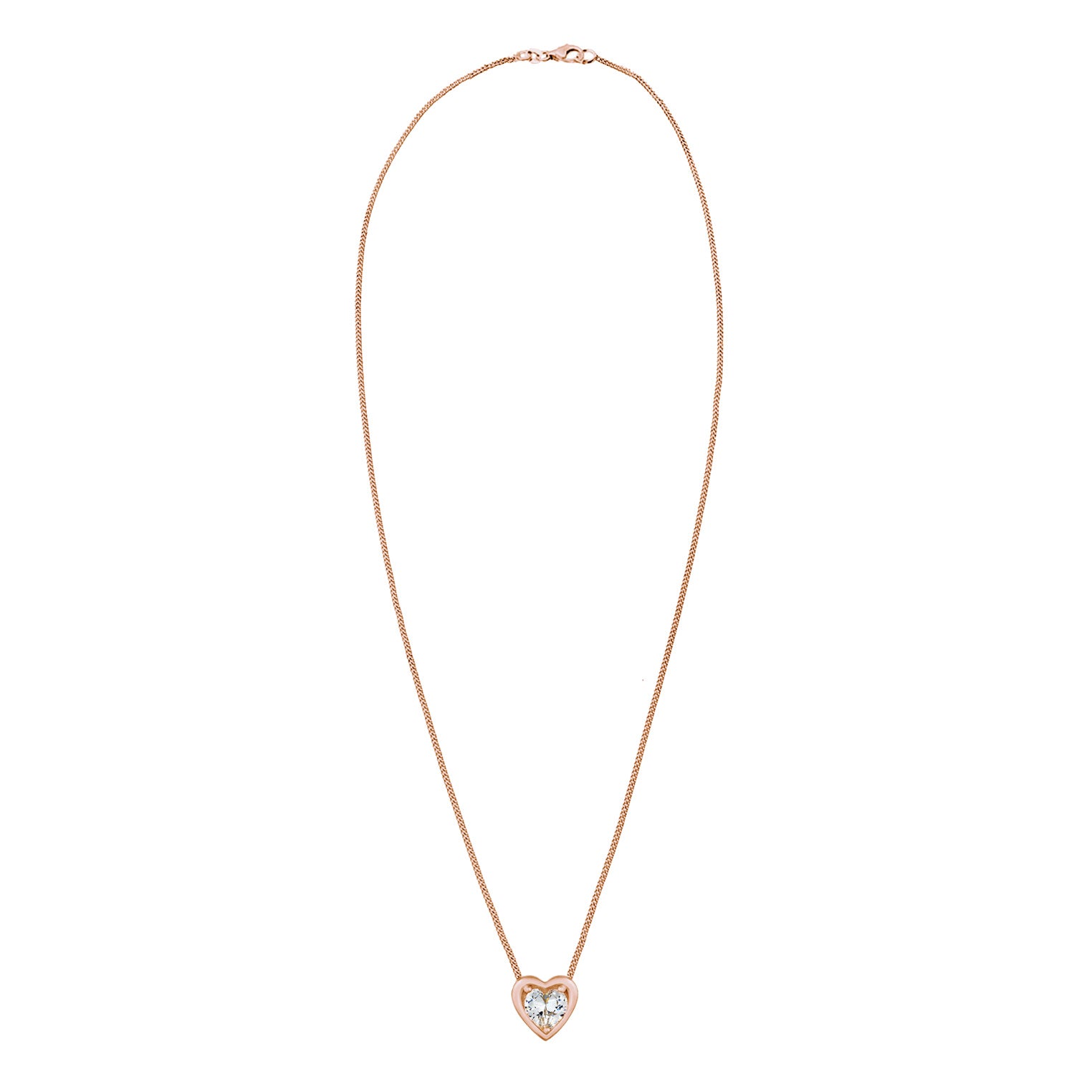 Roségold - Elli | Halskette Herz | Zirkonia (Weiß) | 925 Sterling Silber Rosegold