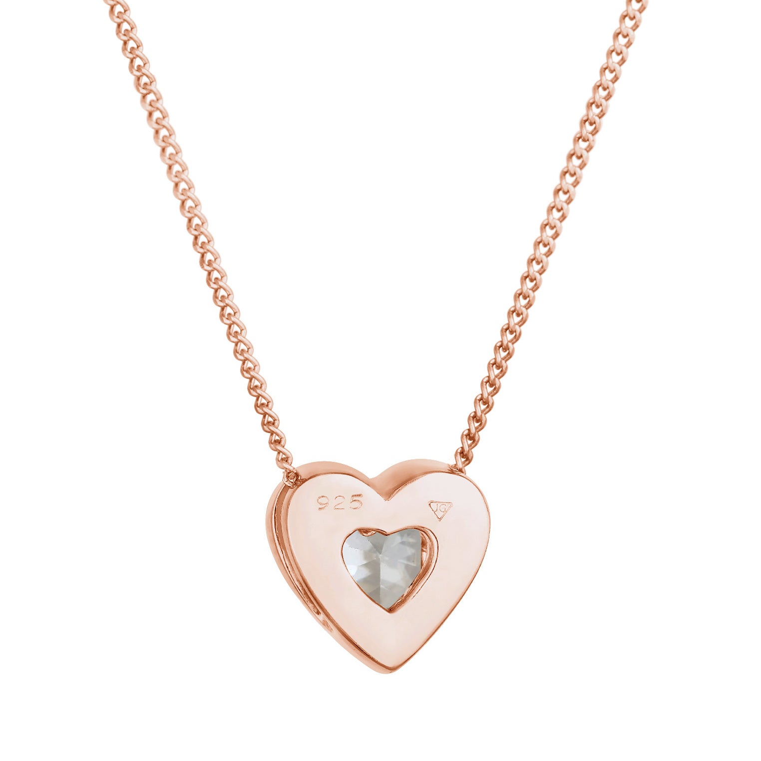Roségold - Elli | Halskette Herz | Zirkonia (Weiß) | 925 Sterling Silber Rosegold