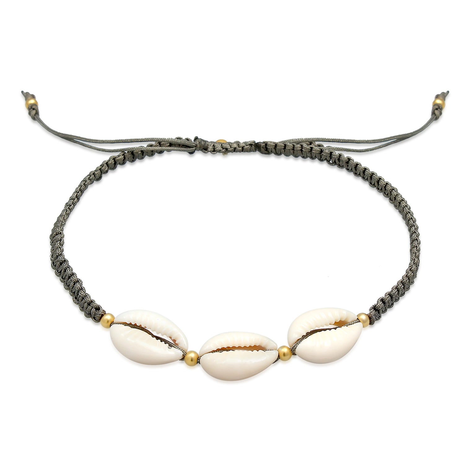 Grau - Elli | Fußkettchen Muschel | 925 Sterling Silber vergoldet