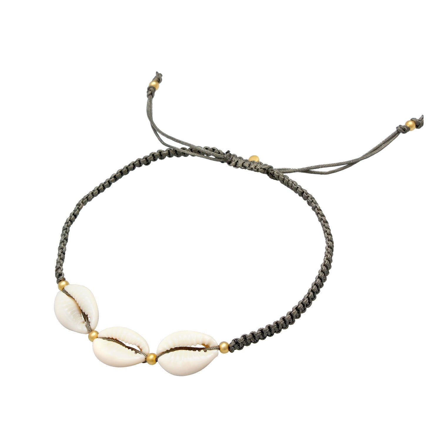 Grau - Elli | Fußkettchen Muschel | 925 Sterling Silber vergoldet