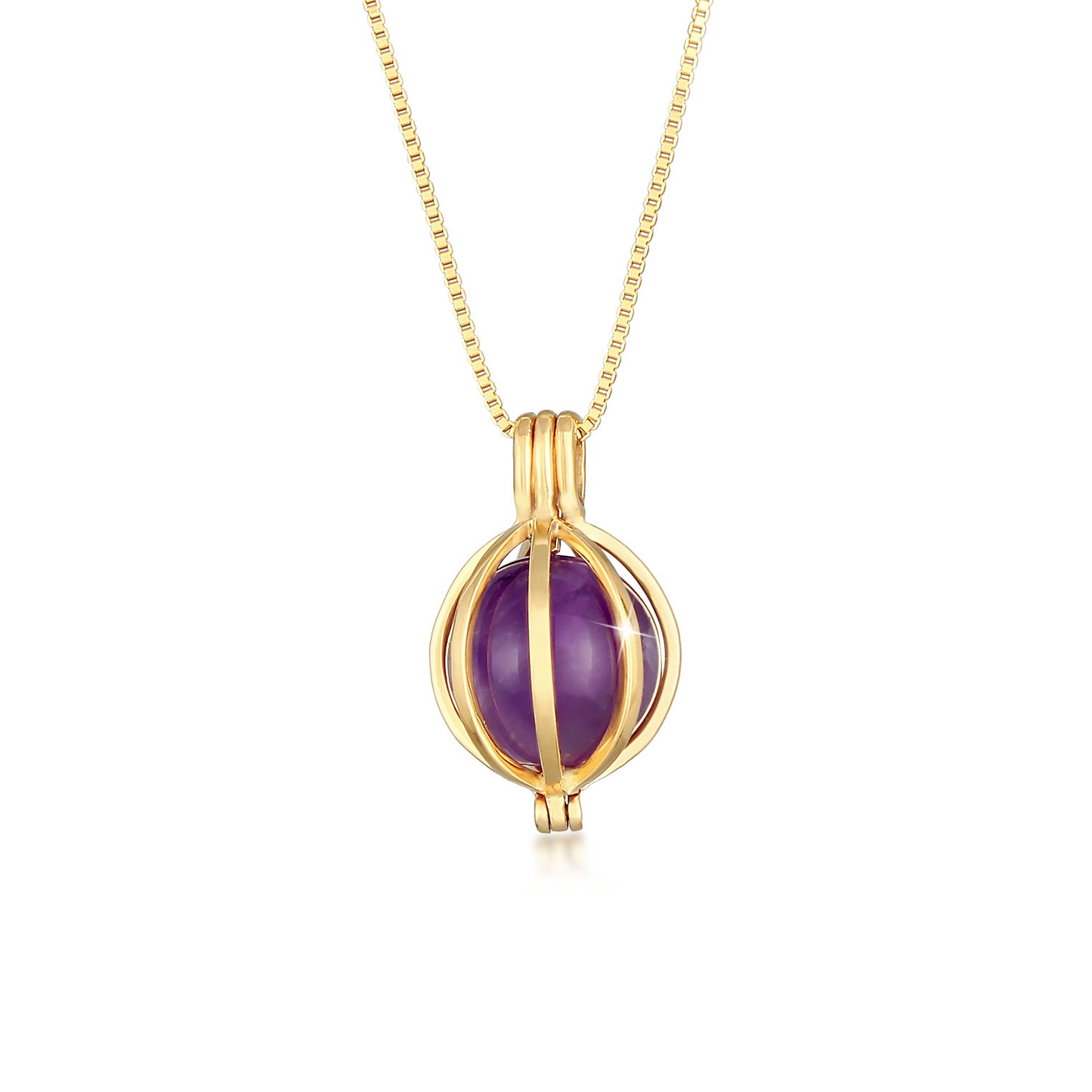 Gold - Elli PREMIUM | Venezianer-Halskette | Amethyst ( Violett ) | 925 Sterling Silber vergoldet