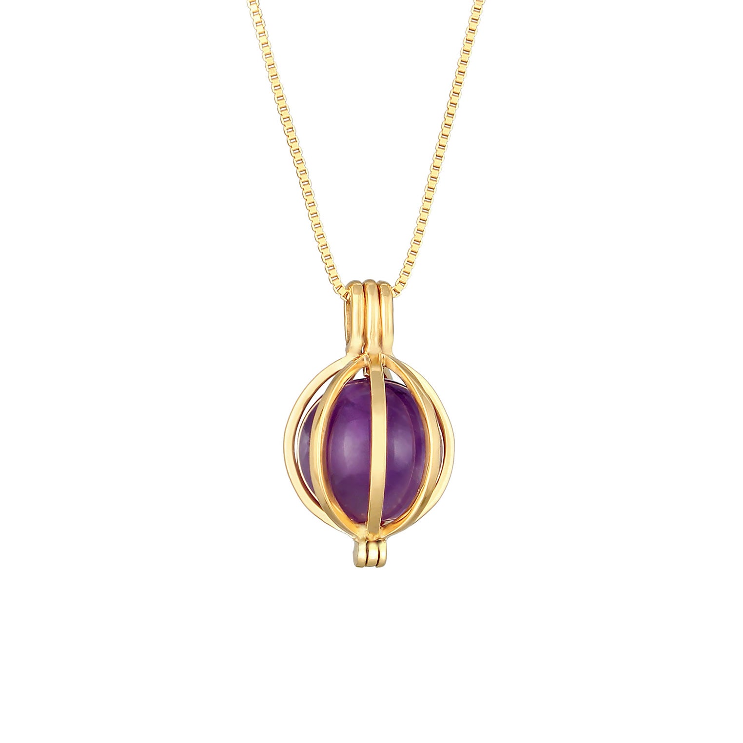 Gold - Elli PREMIUM | Venezianer-Halskette | Amethyst ( Violett ) | 925 Sterling Silber vergoldet