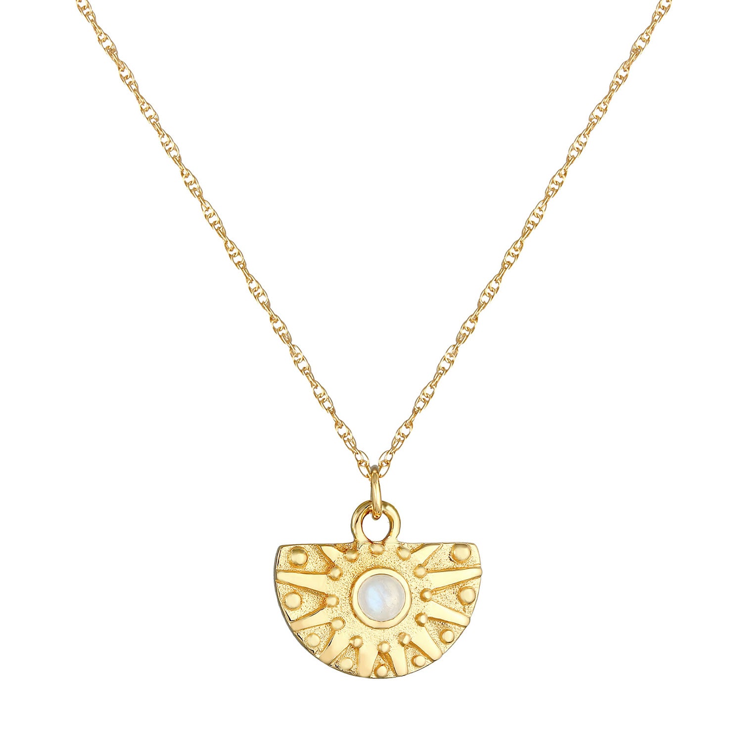 Gold - Elli PREMIUM | Halskette | Mondstein ( Weiß ) | 925 Sterling Silber vergoldet