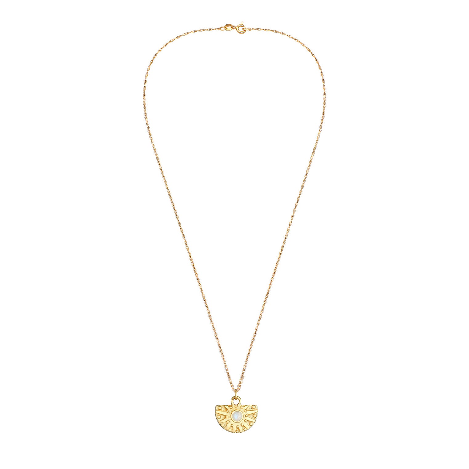 Gold - Elli PREMIUM | Halskette | Mondstein ( Weiß ) | 925 Sterling Silber vergoldet