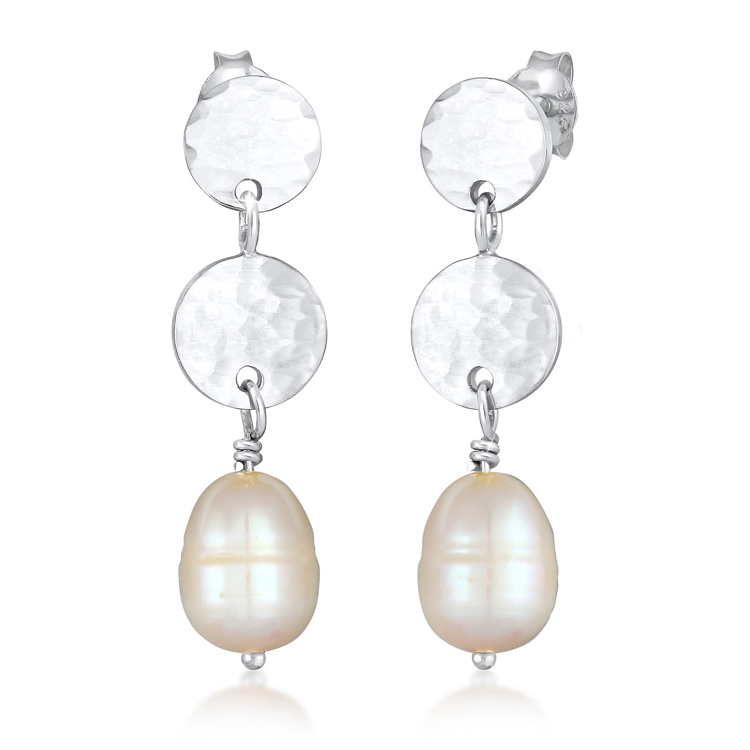 Silber - Elli PREMIUM | Ohrstecker Kreis | Süßwasserperle | 925er Sterling Silber