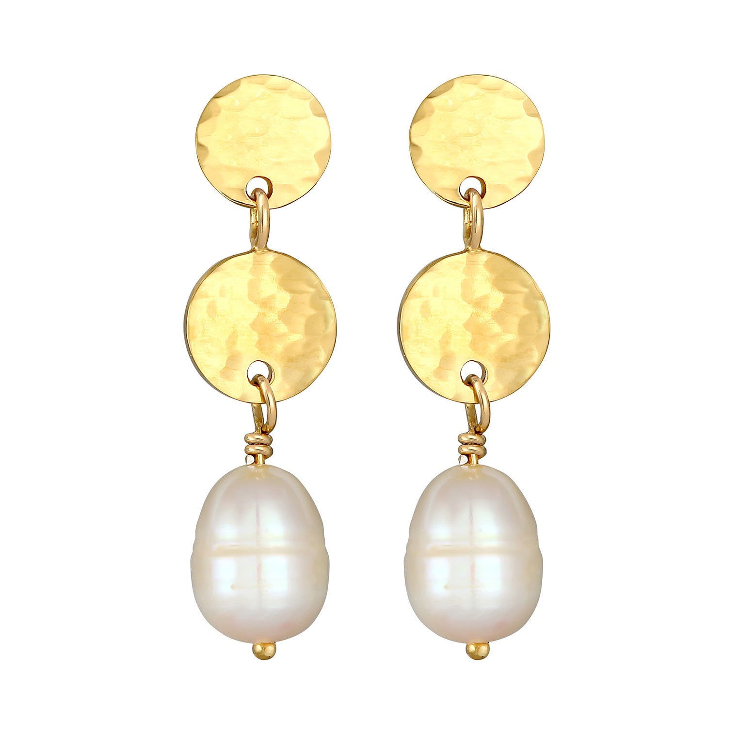 Gold - Elli PREMIUM | Ohrstecker Kreis | Süßwasserperle | 925 Sterling Silber vergoldet