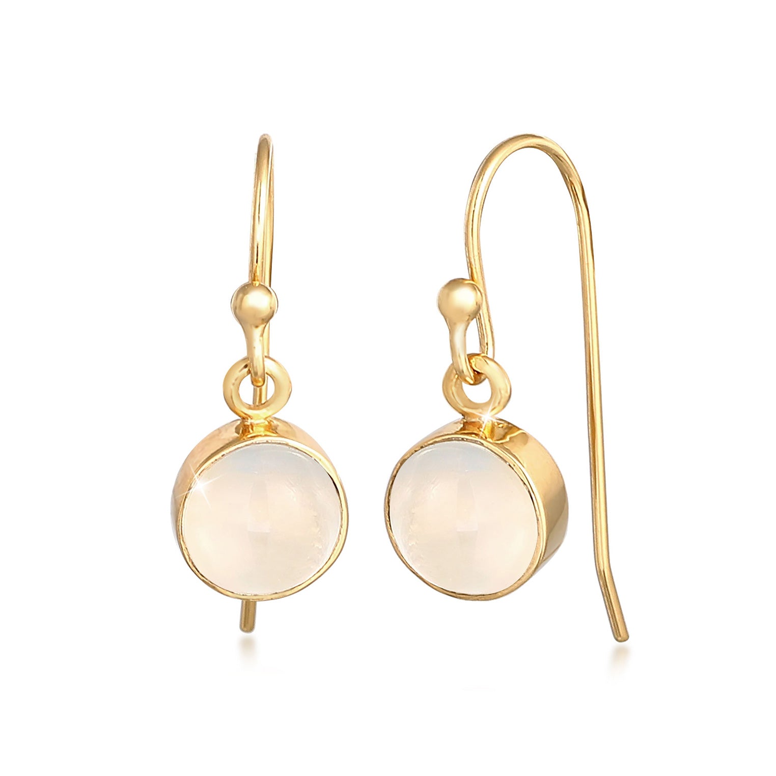 Gold - Elli | Ohrringset | Mondstein ( Weiß ) | 925 Sterling Silber vergoldet