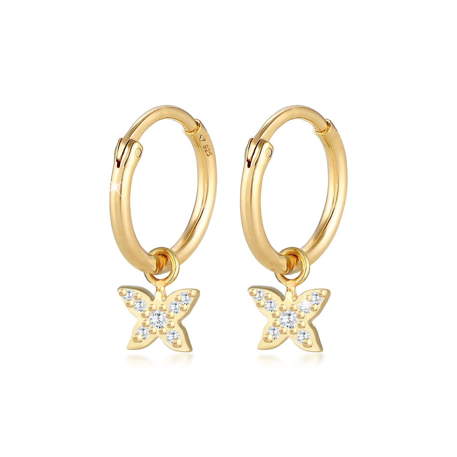 Gold - Elli | Creole | Zirkonia ( Weiß ) | 925 Sterling Silber vergoldet