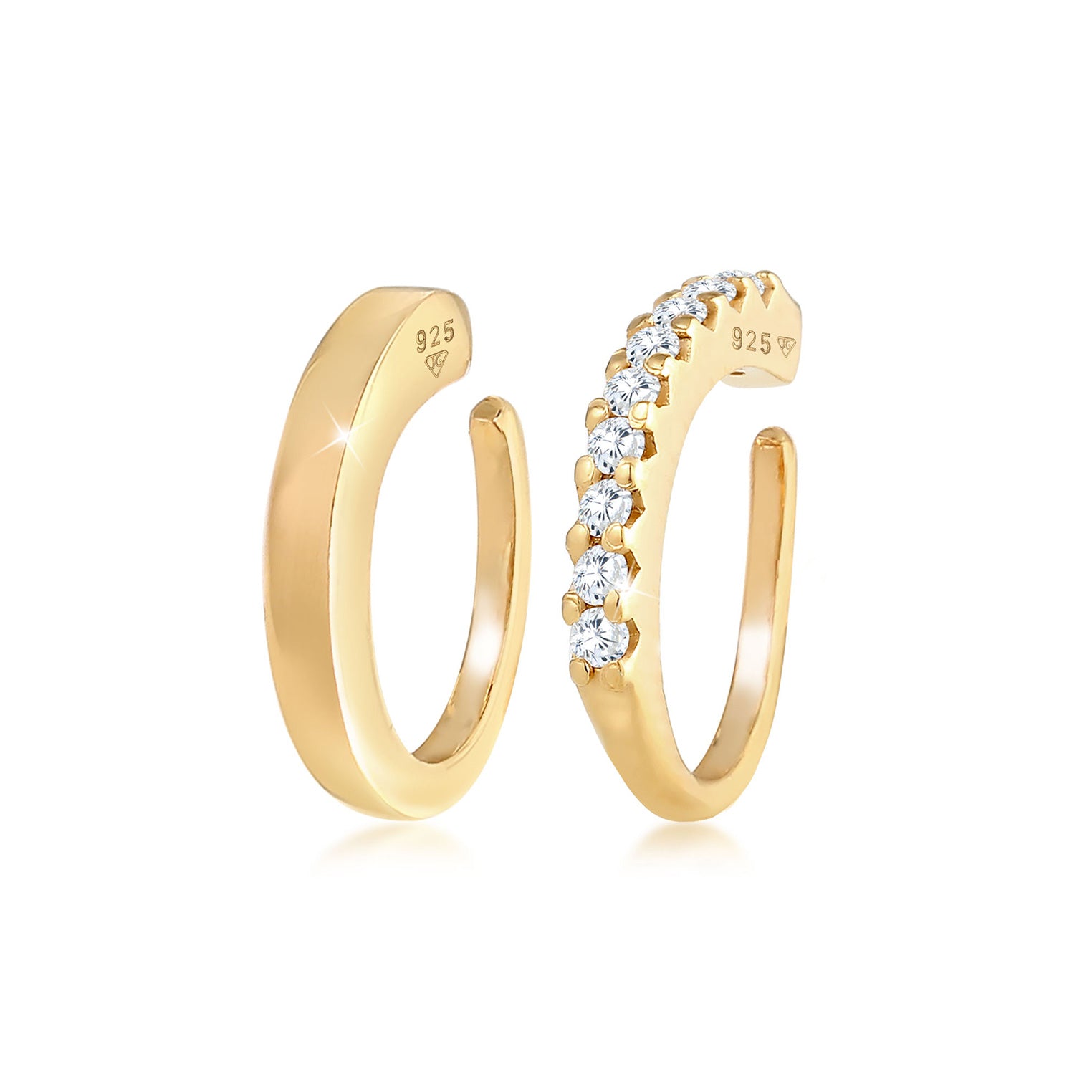 Gold - Elli | Earcuff | Zirkonia ( Weiß ) | 925 Sterling Silber vergoldet