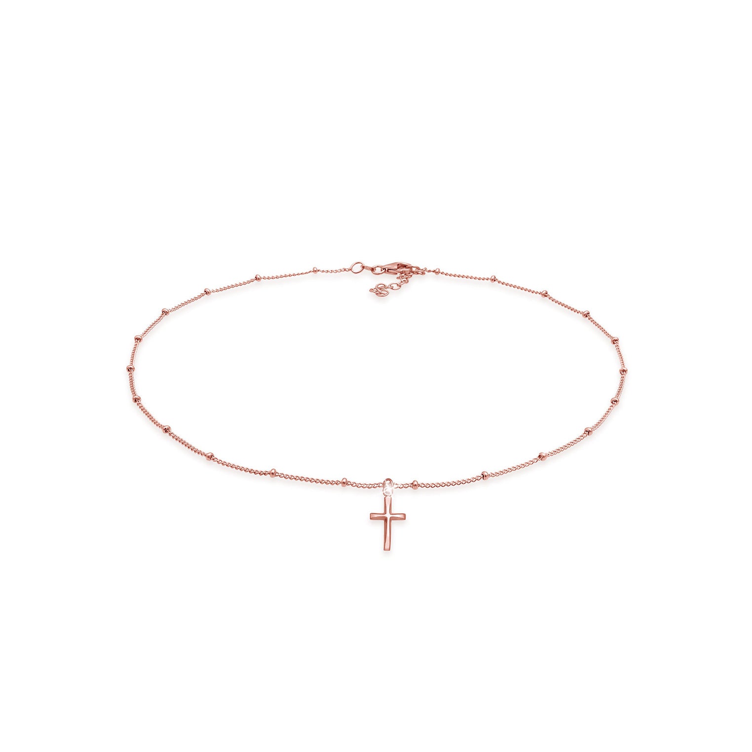 Roségold - Elli | Kugel-Choker Kreuz | 925 Sterling Silber Rosegold