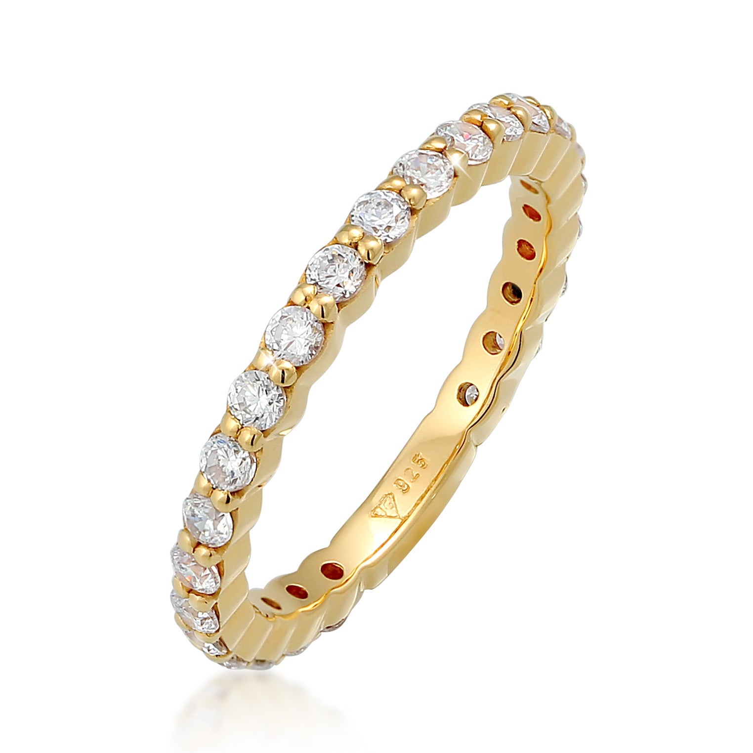 Weiß - Elli | Ring | Zirkonia ( Weiß ) | 925 Sterling Silber vergoldet