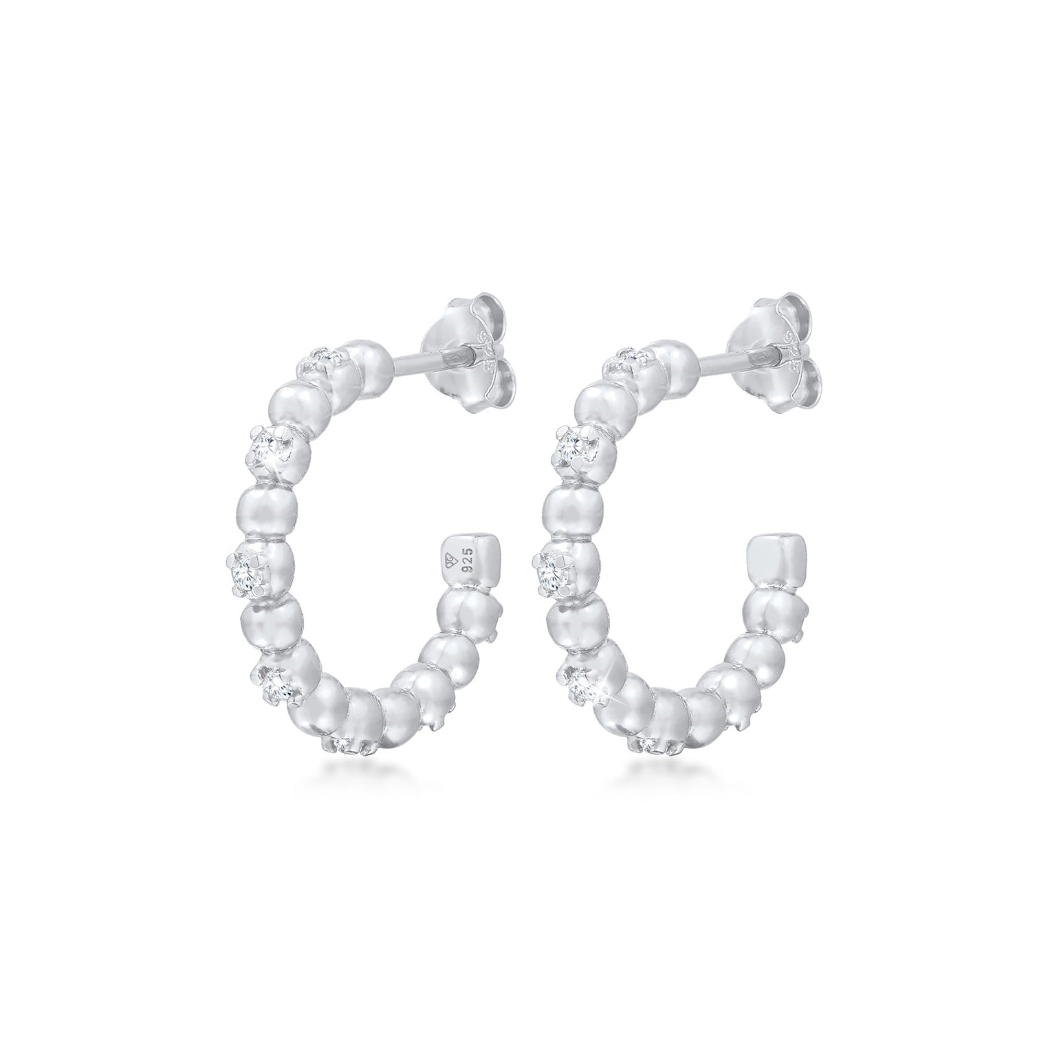 Silber - Elli | Creole Kugel | Zirkonia ( Weiß ) | 925er Sterling Silber