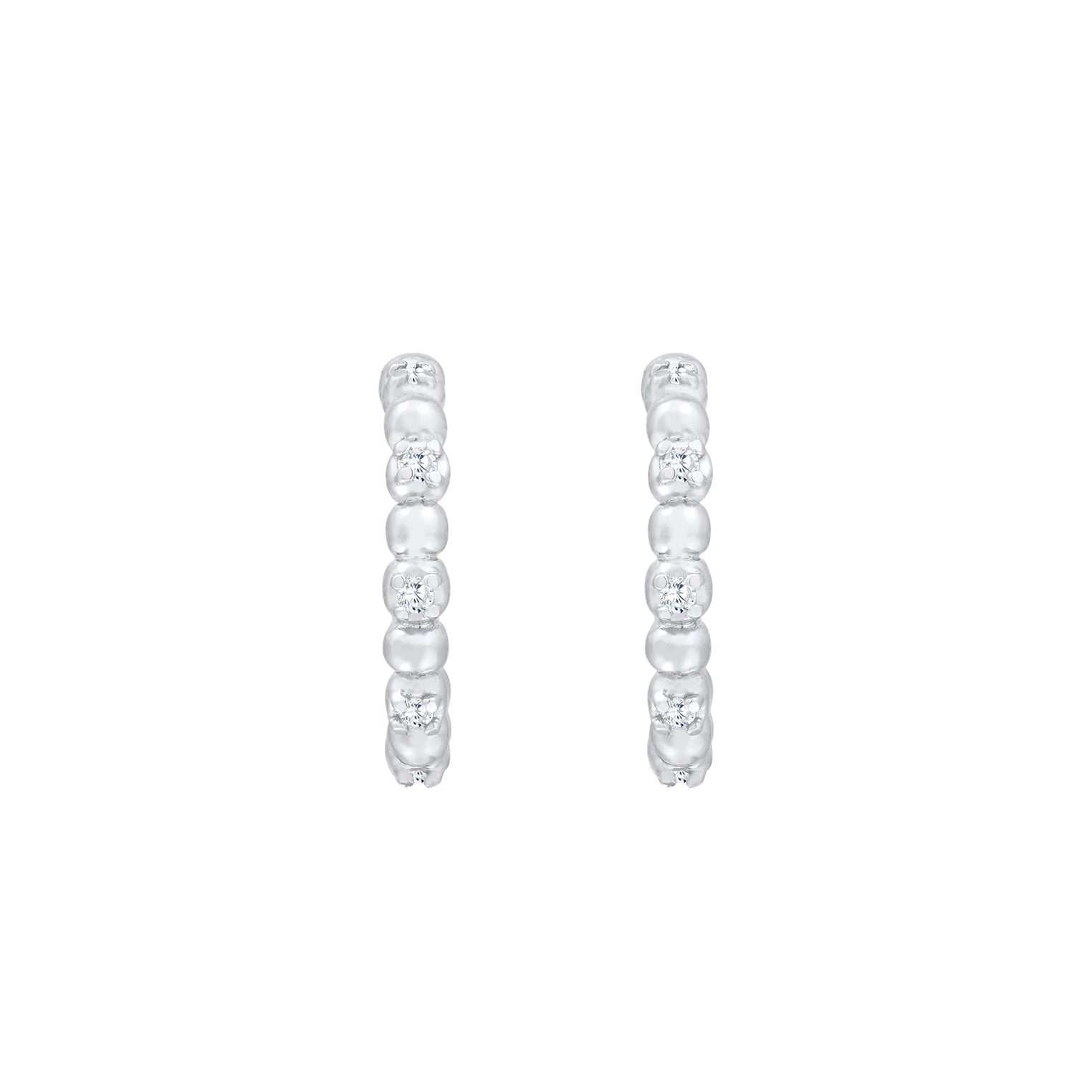 Silber - Elli | Creole Kugel | Zirkonia ( Weiß ) | 925er Sterling Silber