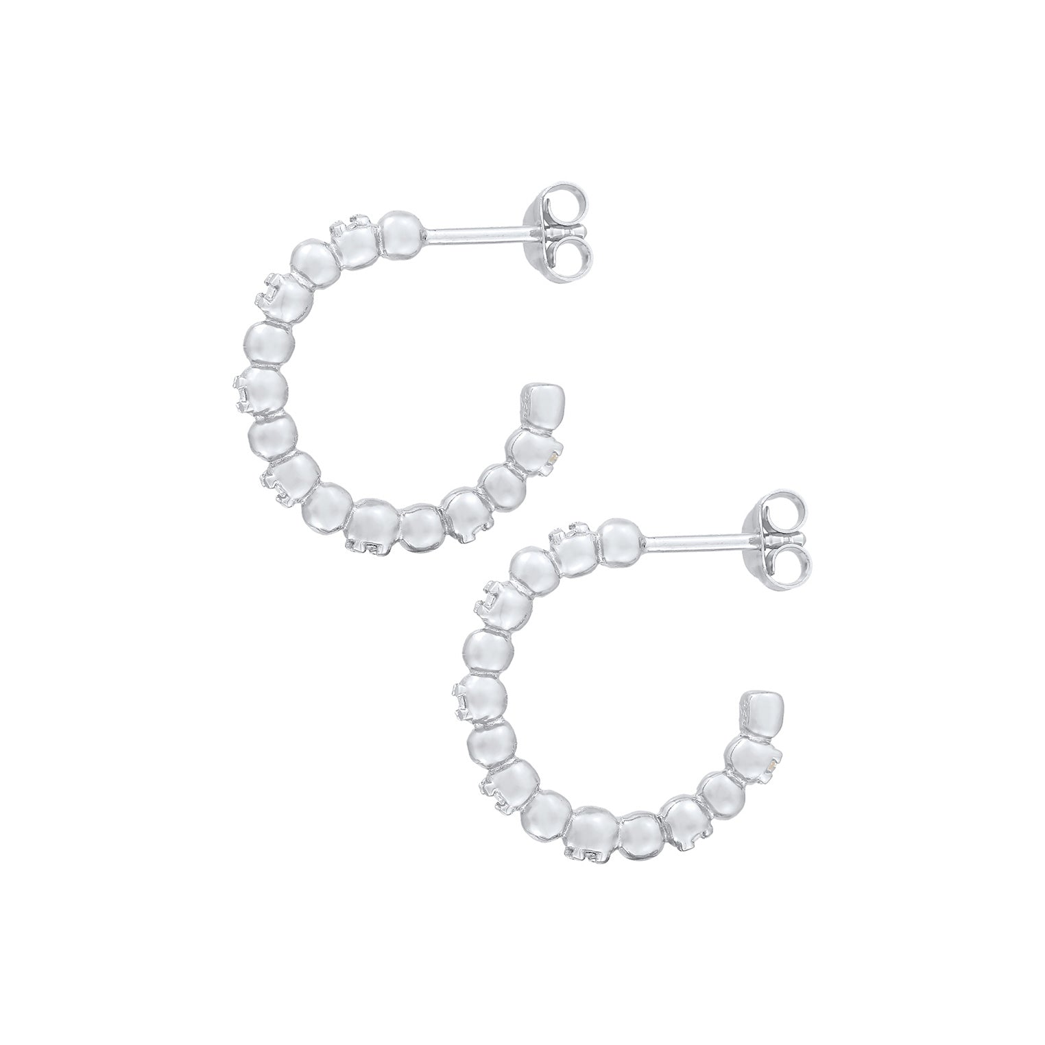 Silber - Elli | Creole Kugel | Zirkonia ( Weiß ) | 925er Sterling Silber