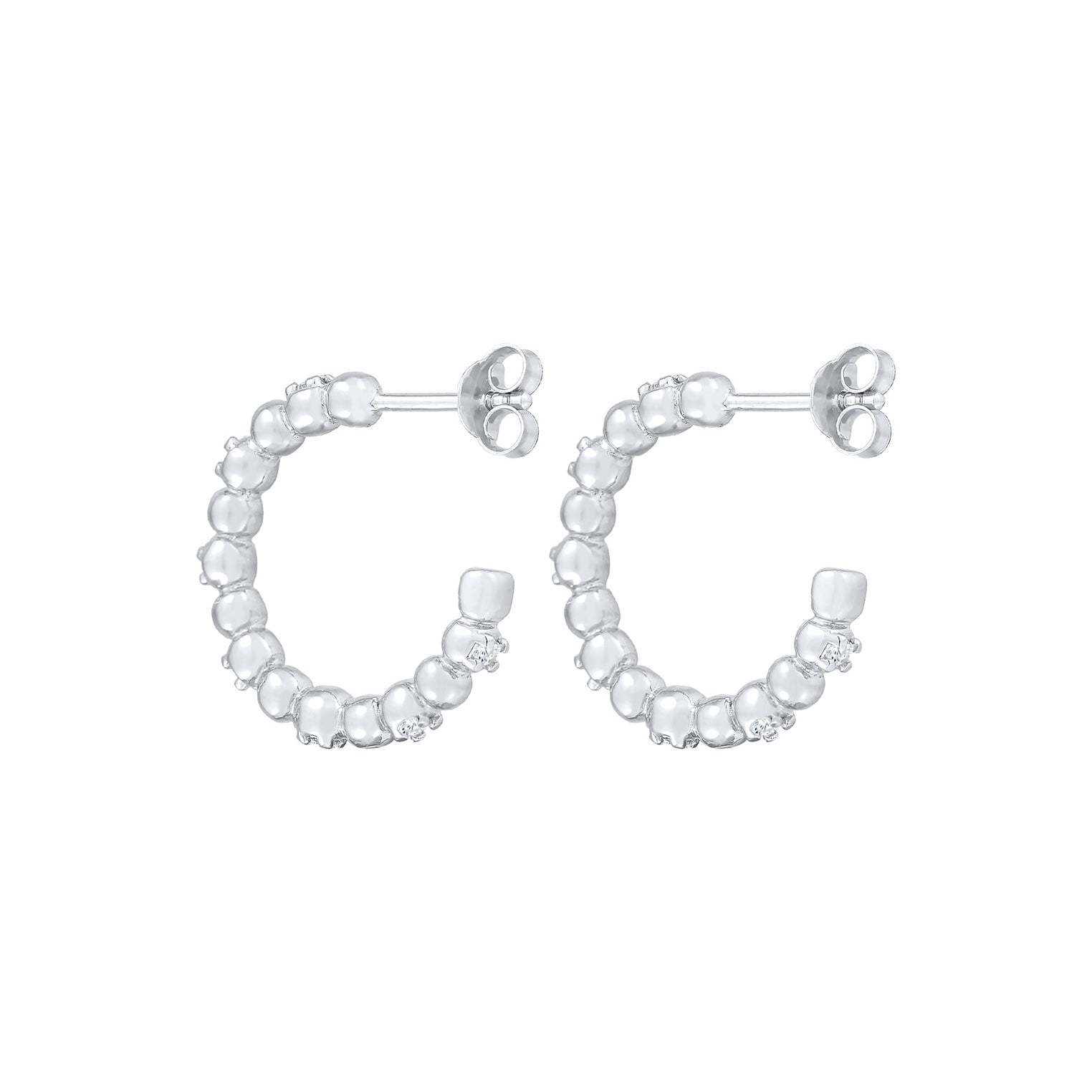 Silber - Elli | Creole Kugel | Zirkonia ( Weiß ) | 925er Sterling Silber