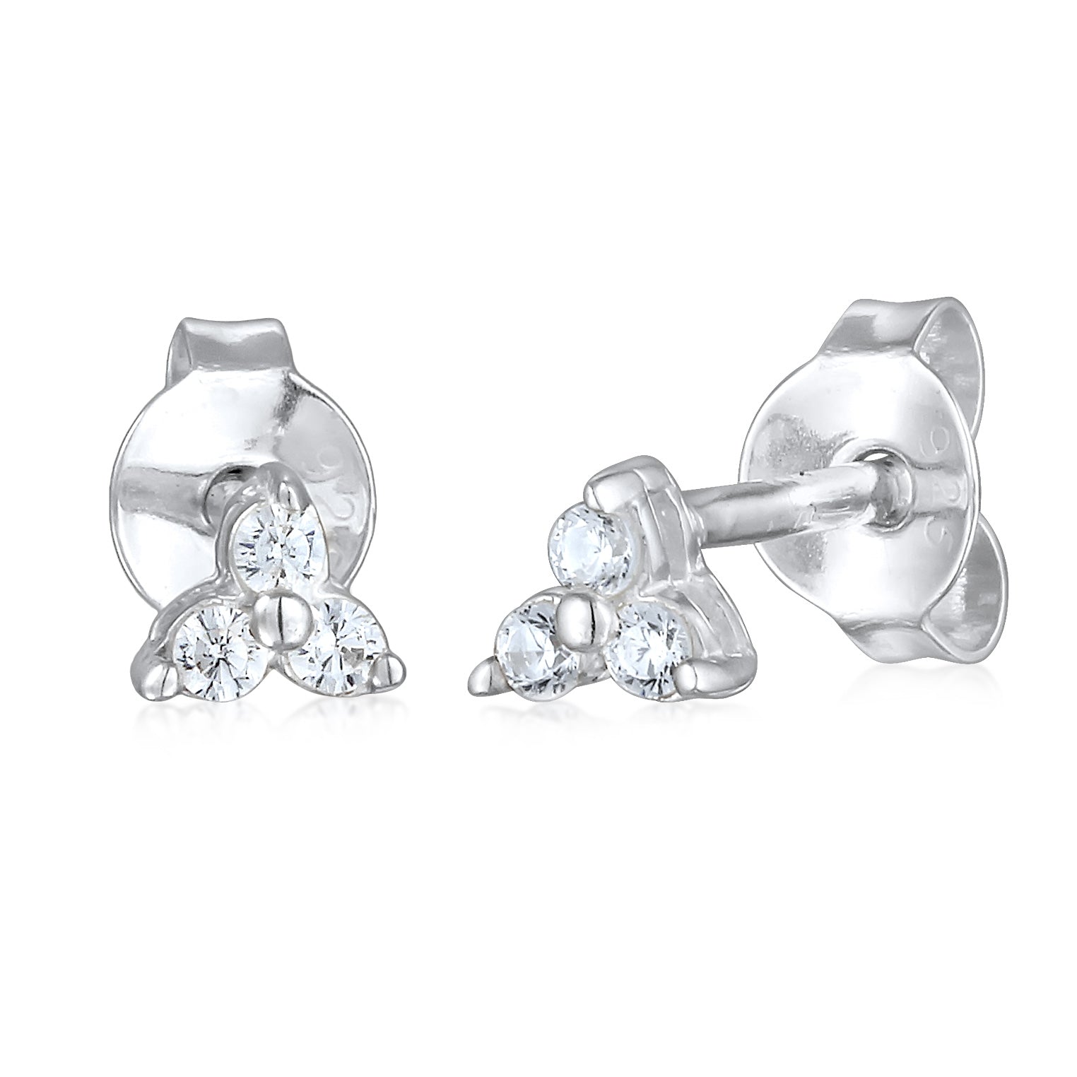 Silber - Elli | Ohrstecker Dreieck | Zirkonia (weiß) | 925er Sterling Silber